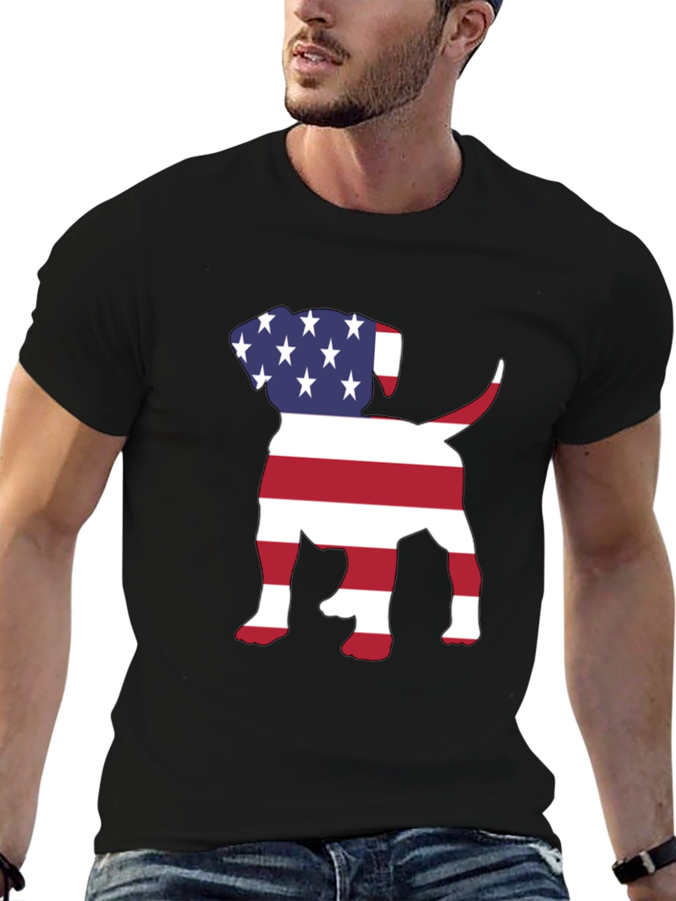 Camiseta Hombre Diseño Americano de Perro