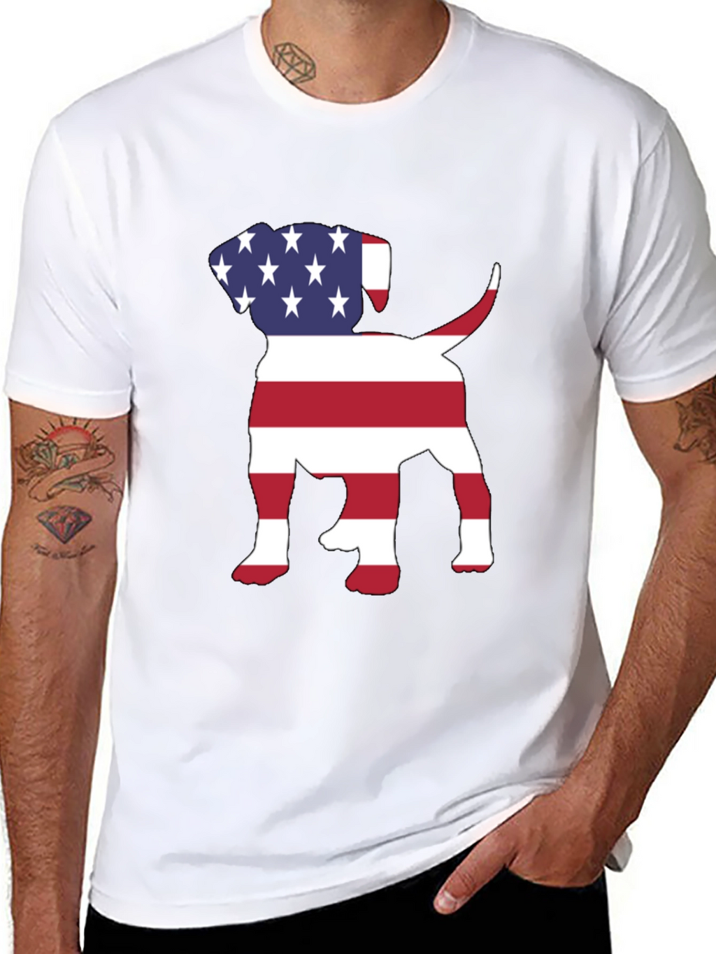 Camiseta Hombre Diseño Americano de Perro