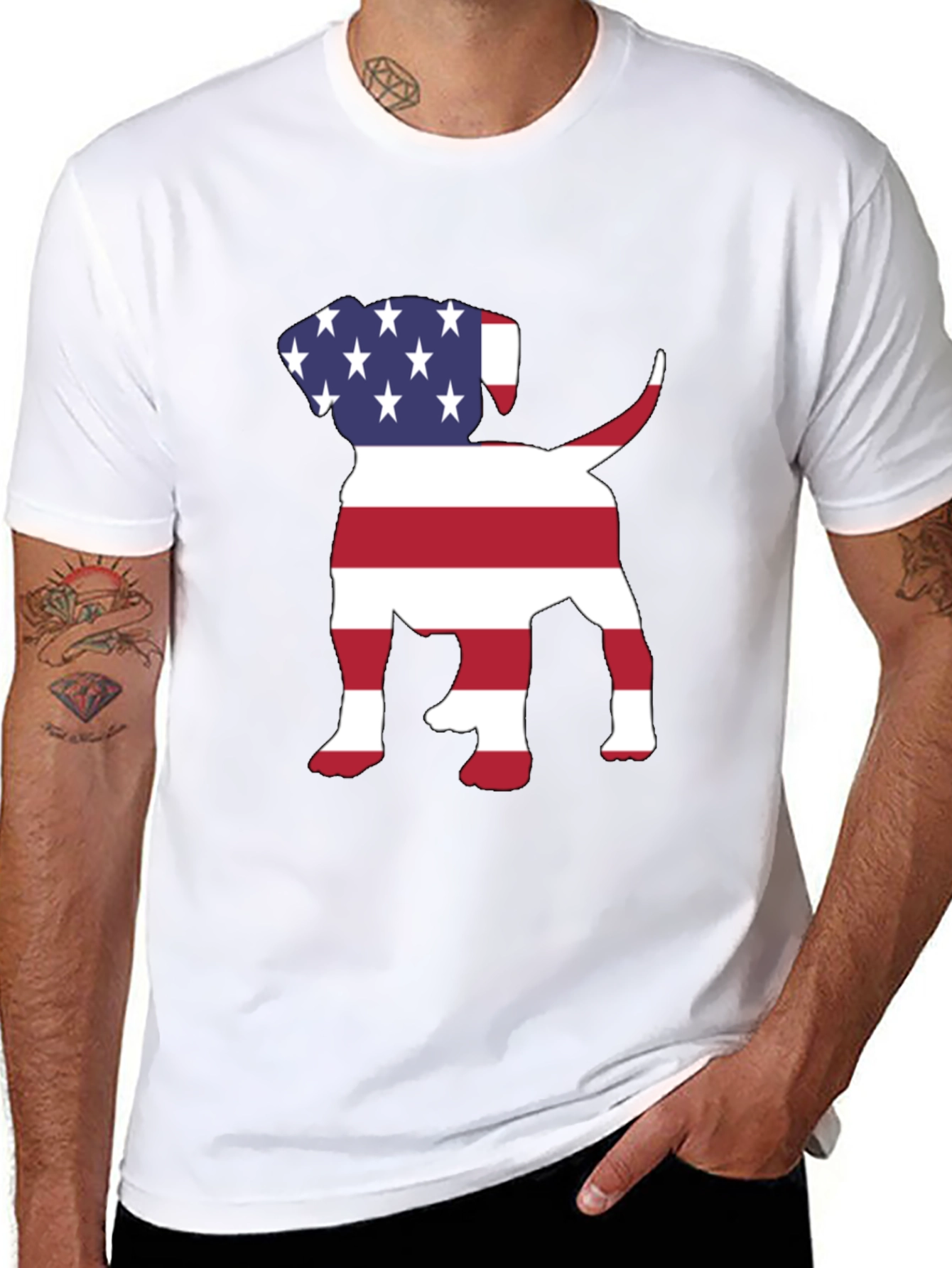 Camiseta Hombre Diseño Americano de Perro