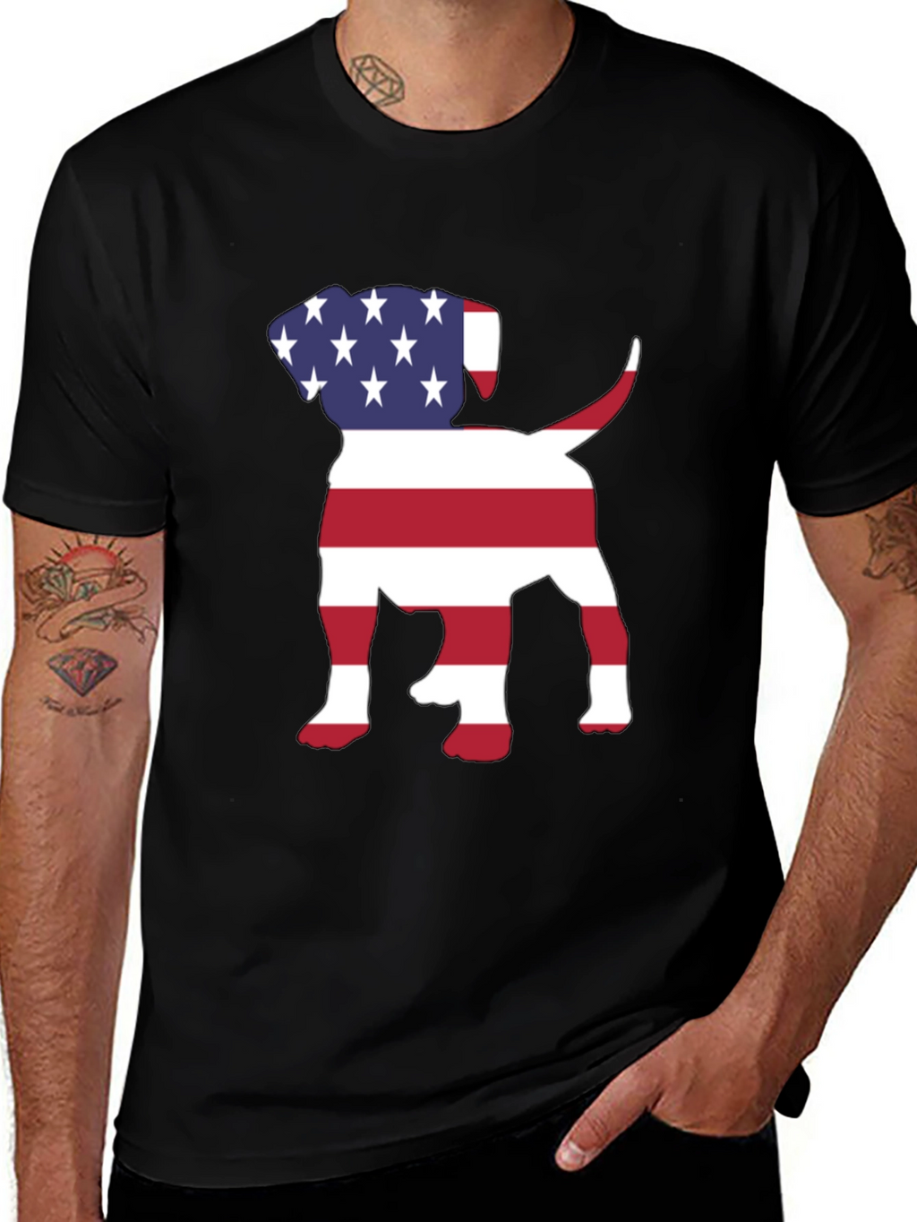 Camiseta Hombre Diseño Americano de Perro