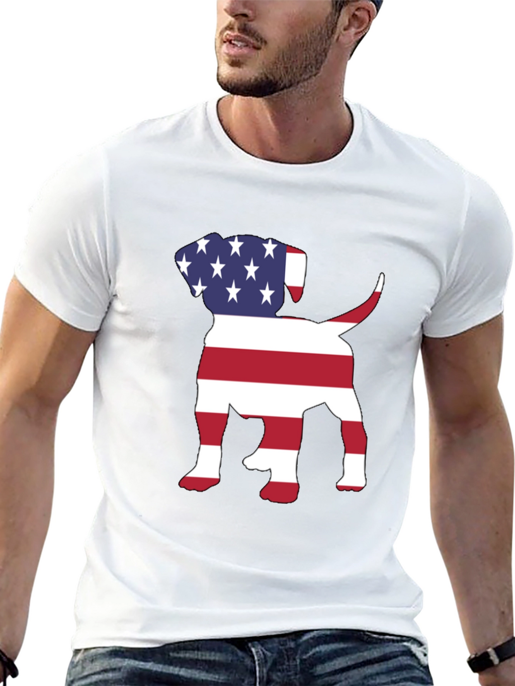 Camiseta Hombre Diseño Americano de Perro
