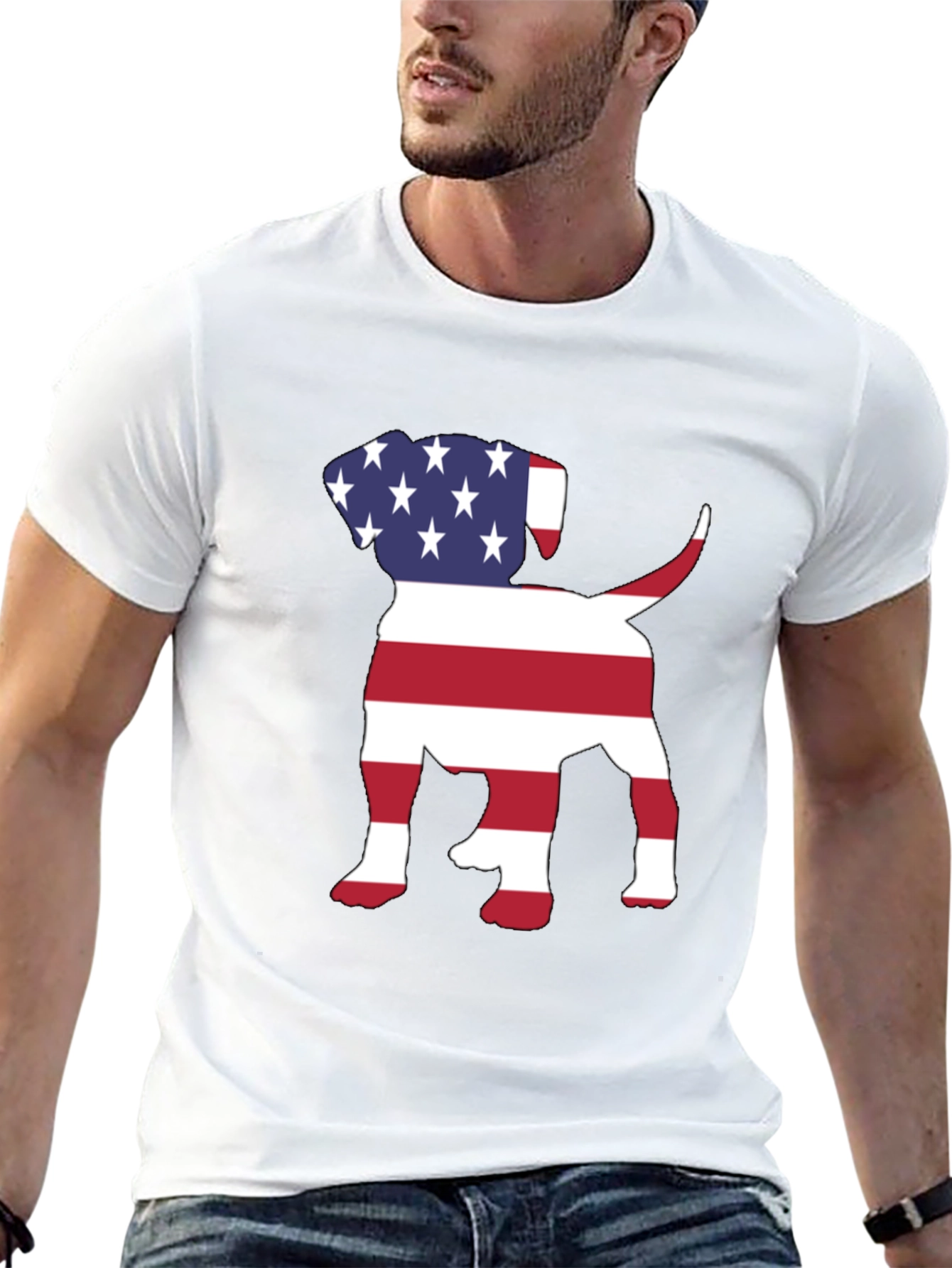 Camiseta Hombre Diseño Americano de Perro