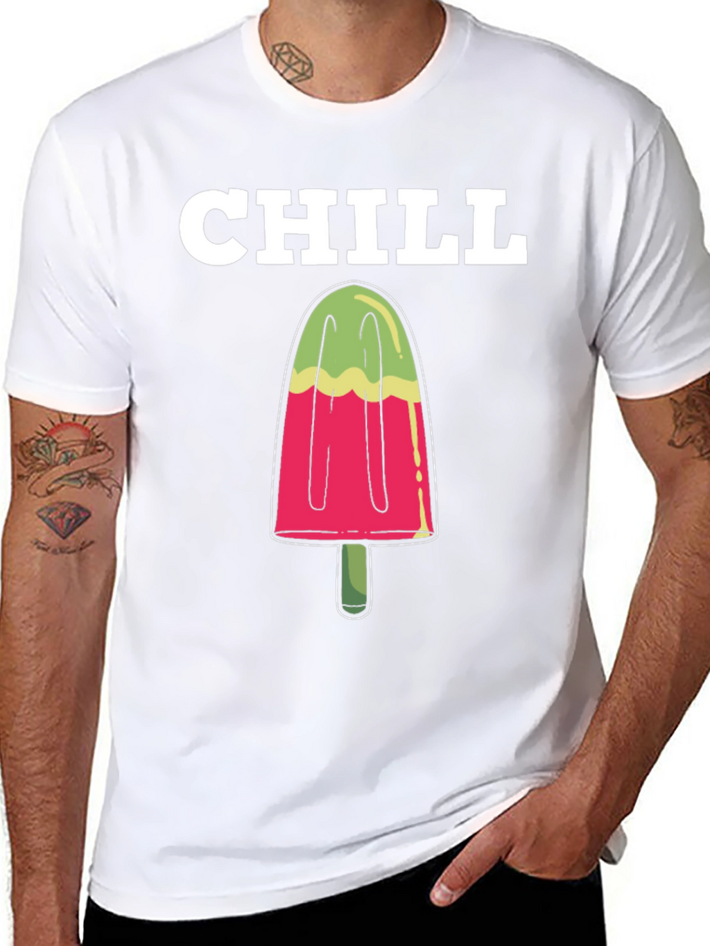 Camiseta Hombre Negra Chill Helado Verano