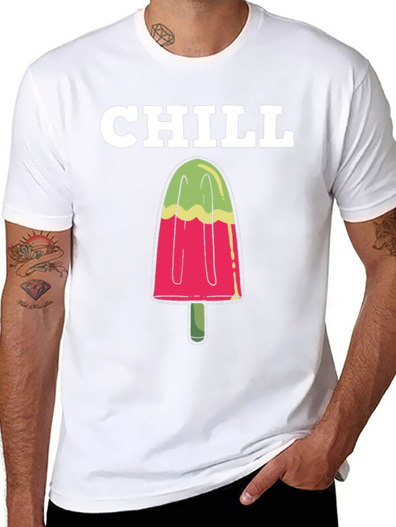 Camiseta Hombre Negra Chill Helado Verano