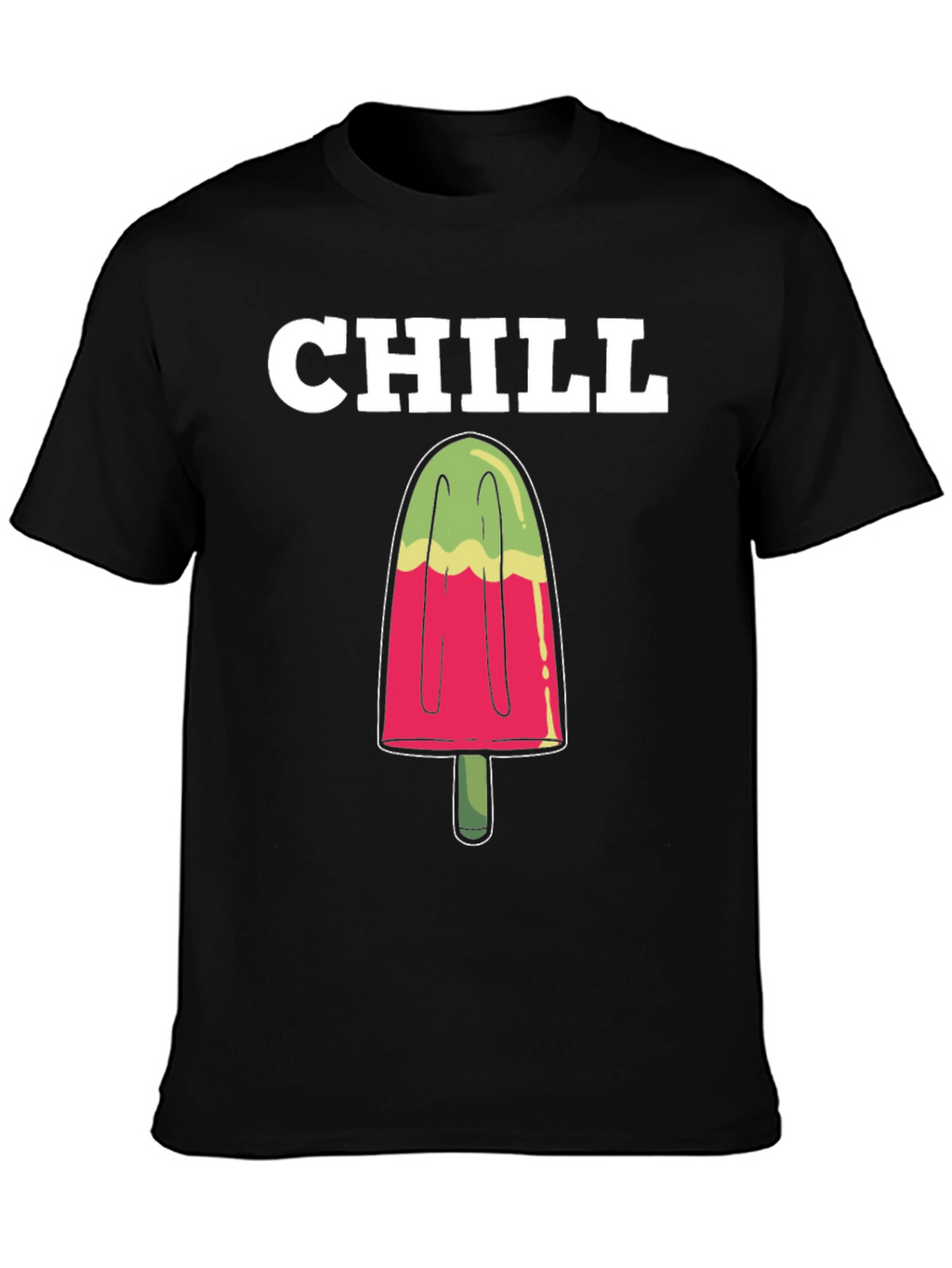 Camiseta Hombre Negra Chill Helado Verano