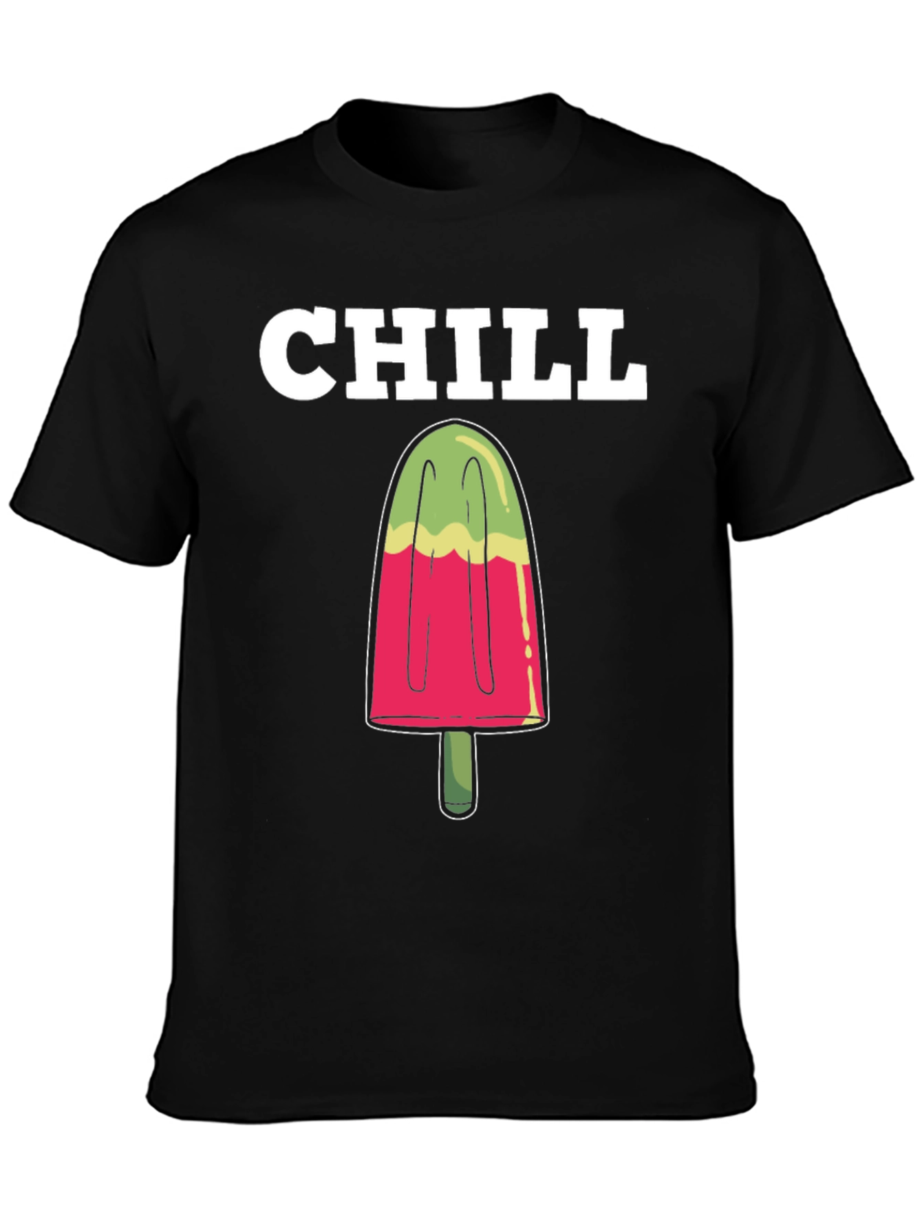 Camiseta Hombre Negra Chill Helado Verano