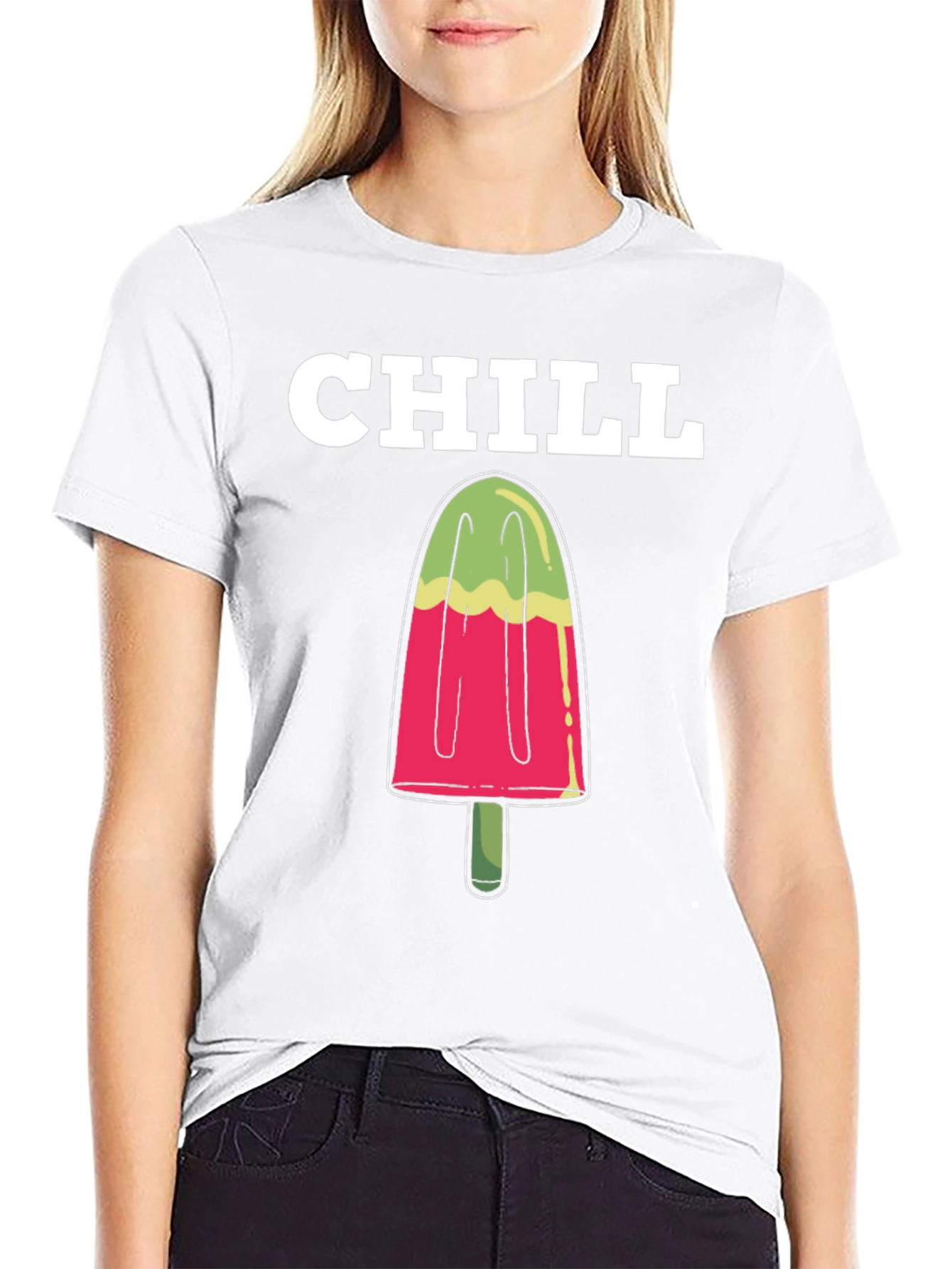 Camiseta Hombre Negra Chill Helado Verano