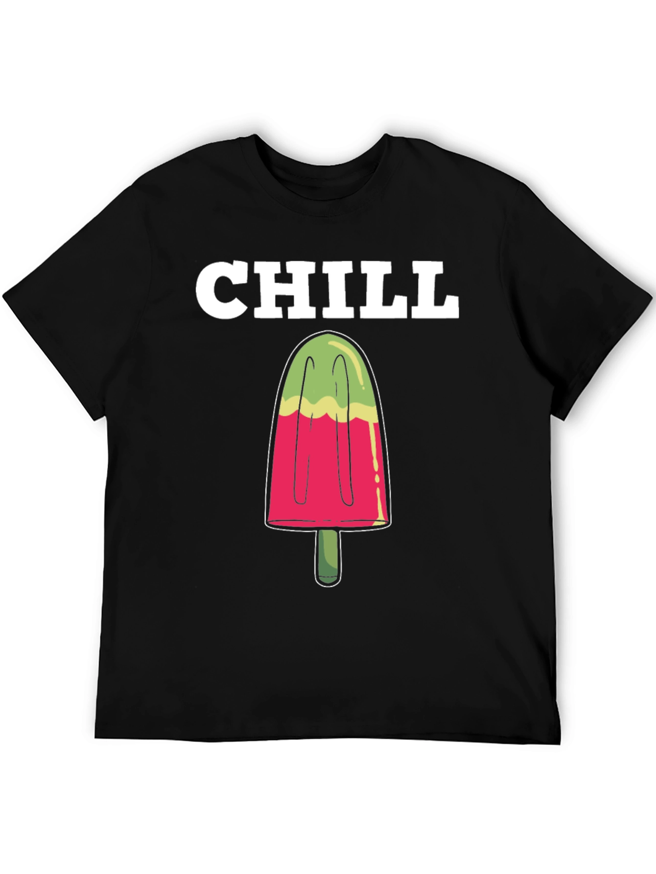 Camiseta Hombre Negra Chill Helado Verano