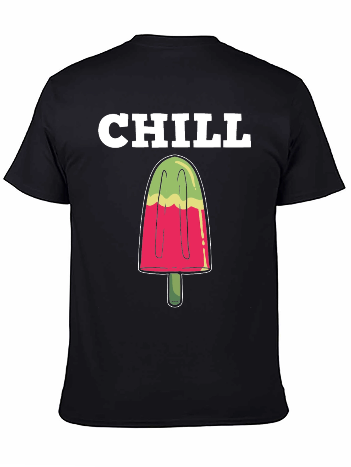 Camiseta Hombre Negra Chill Helado Verano