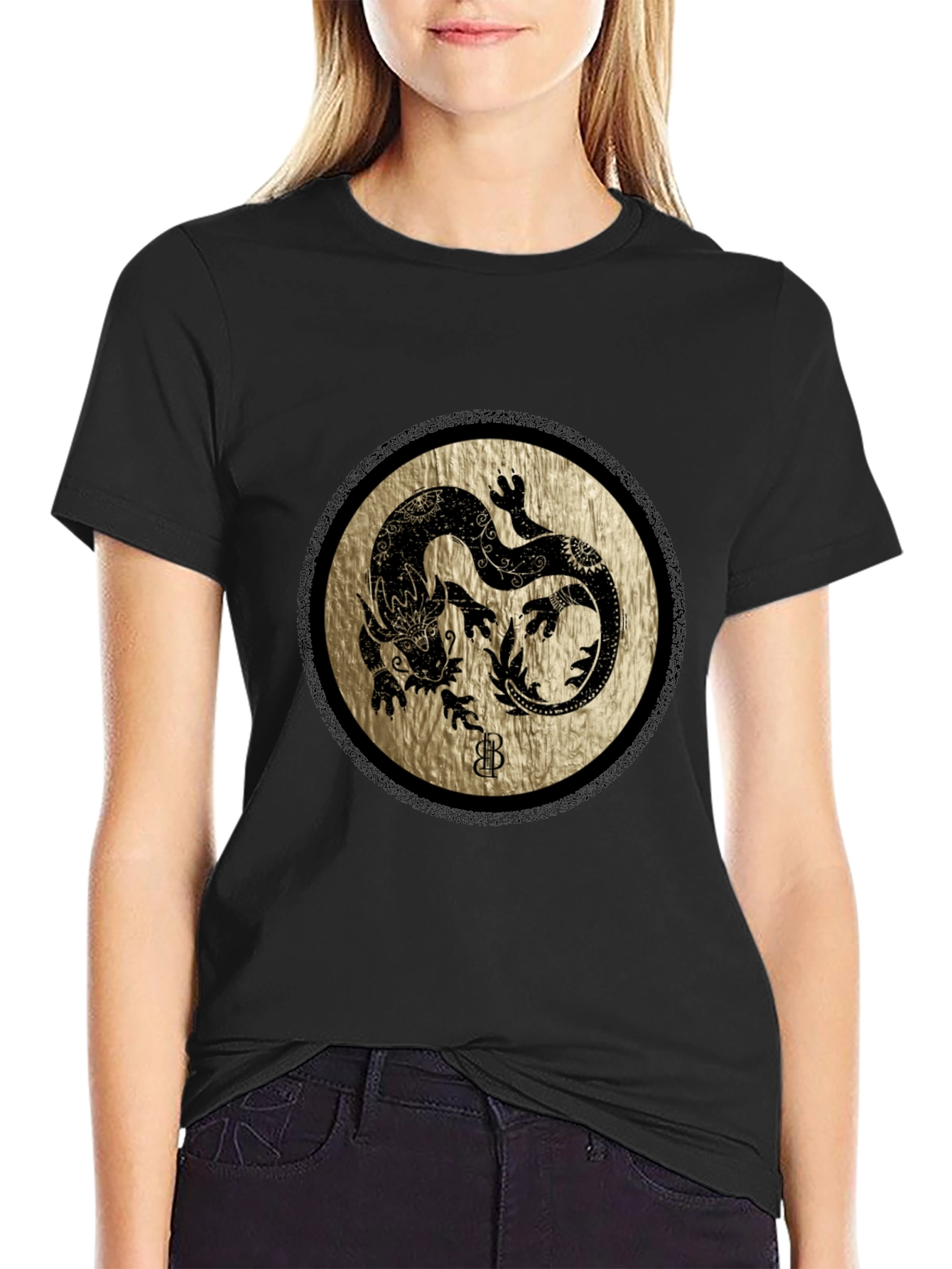Camiseta Dragón Dorado Estilo Oriental para Hombre
