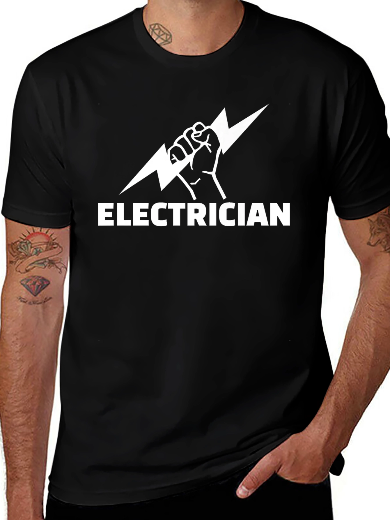 Camiseta Eléctrico Diseño Rayo - Negra