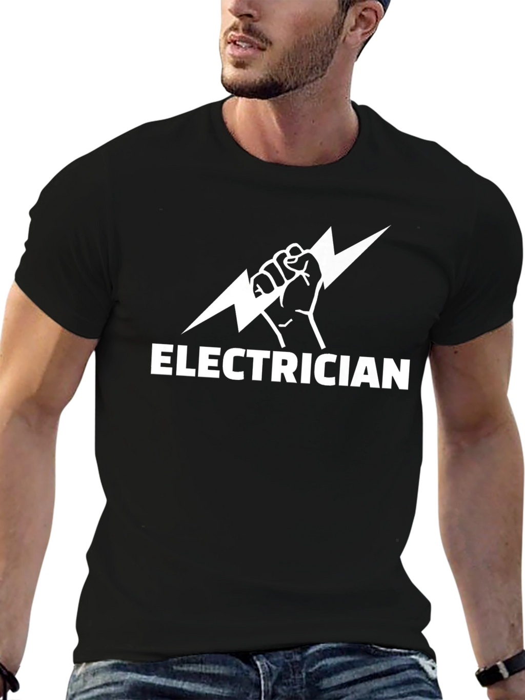 Camiseta Eléctrico Diseño Rayo - Negra