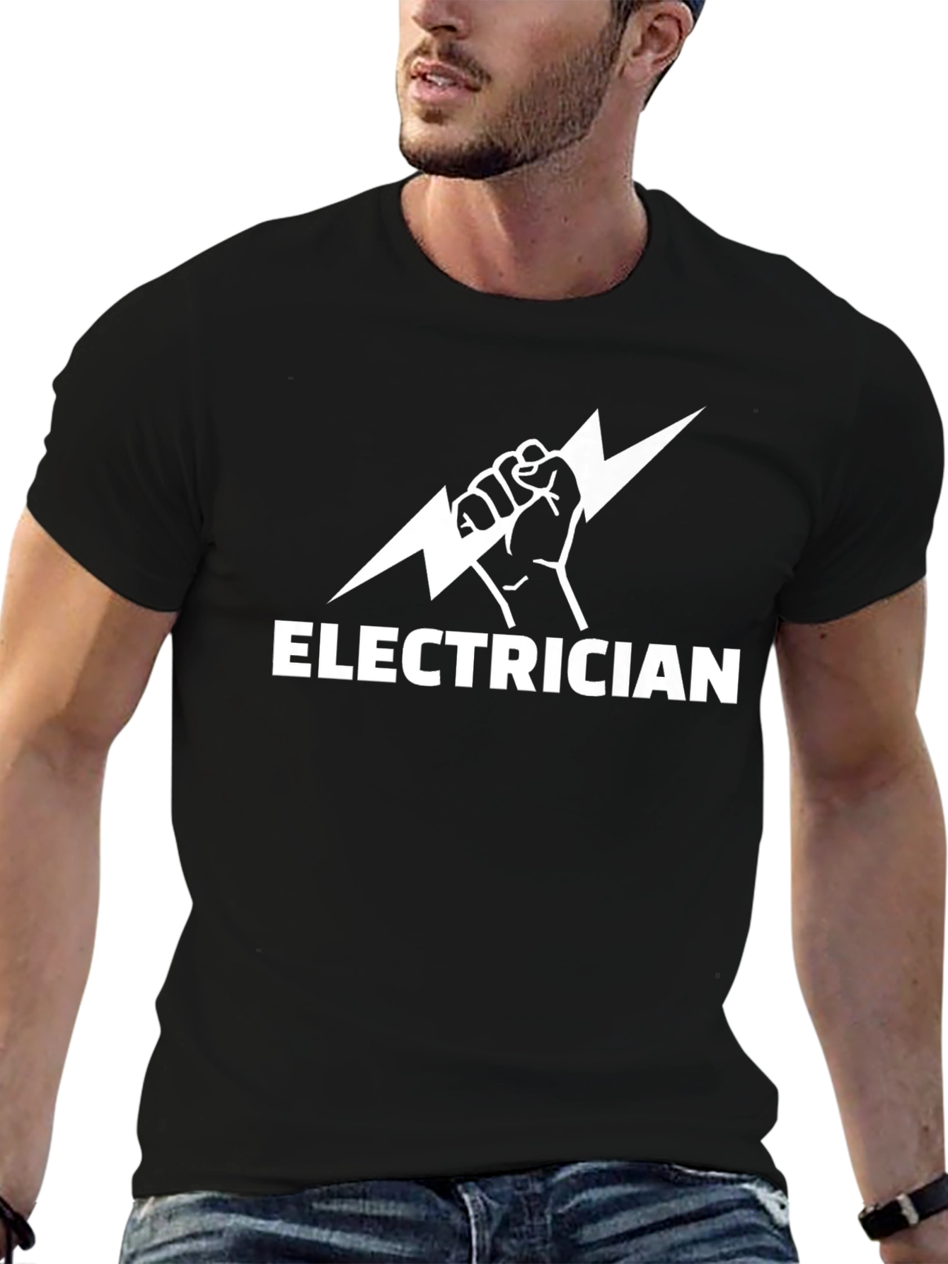 Camiseta Eléctrico Diseño Rayo - Negra