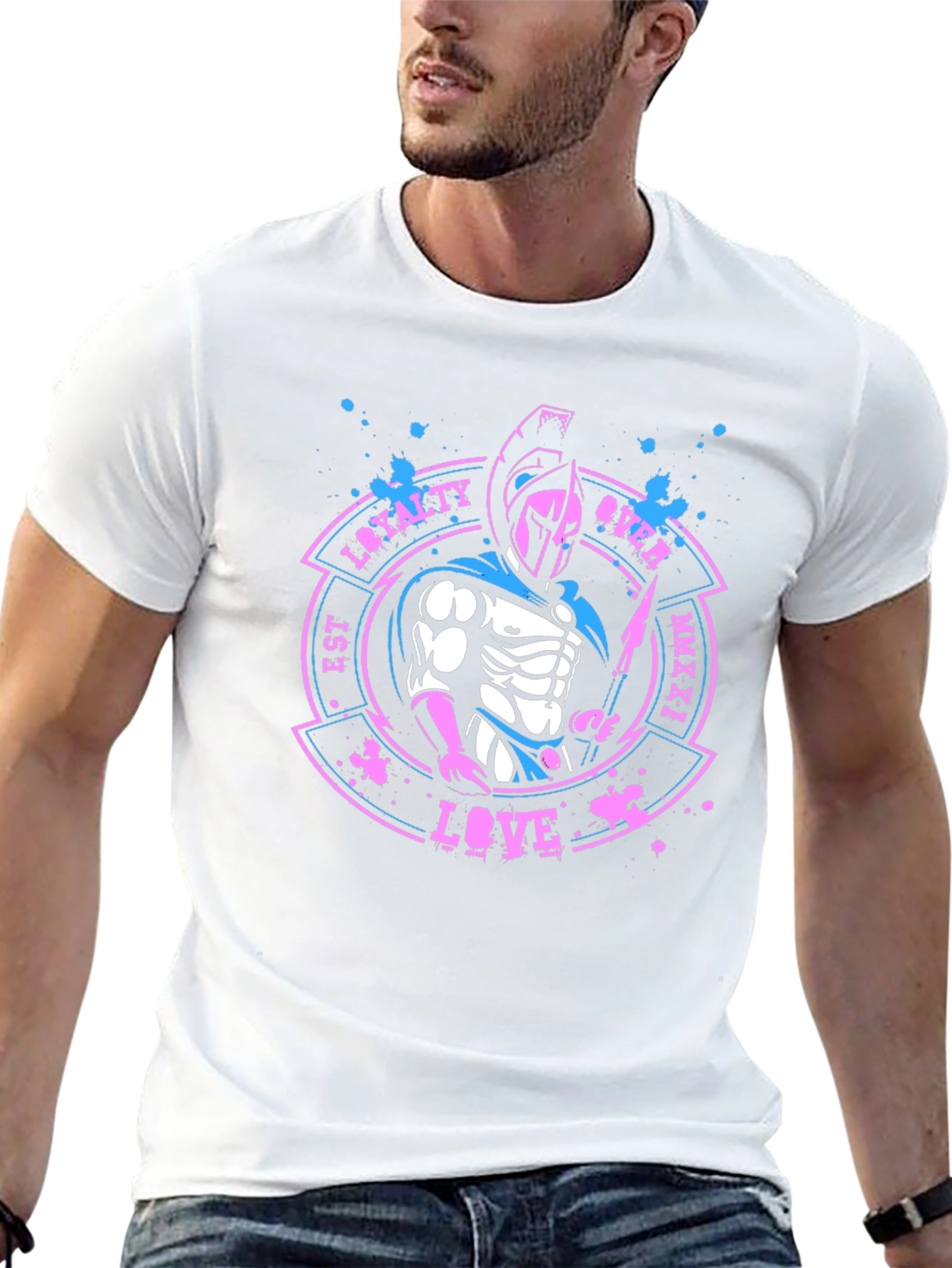 Camiseta Hombre Diseño Guerrero Espartano - Lealtad y Amor