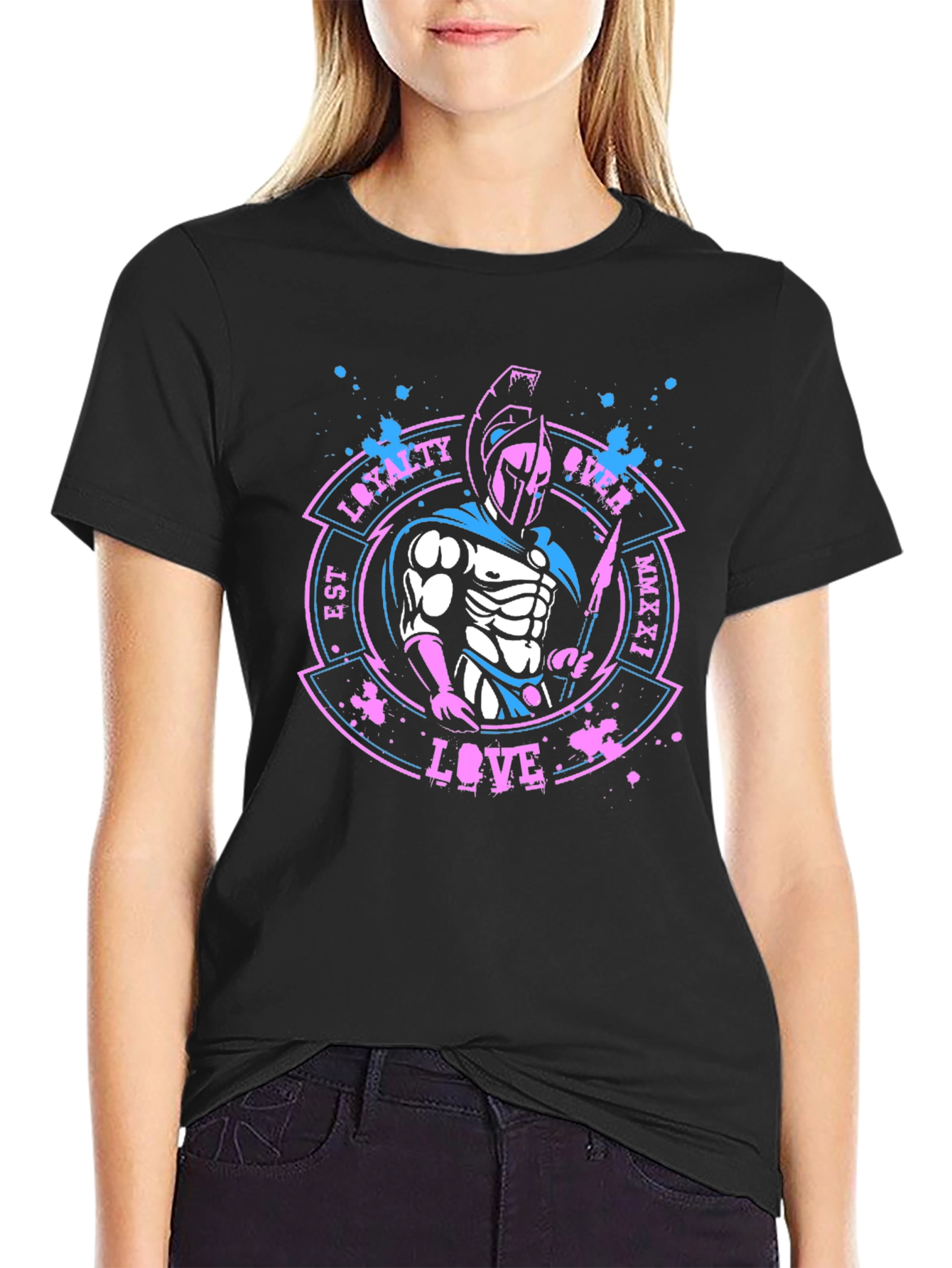 Camiseta Hombre Diseño Guerrero Espartano - Lealtad y Amor