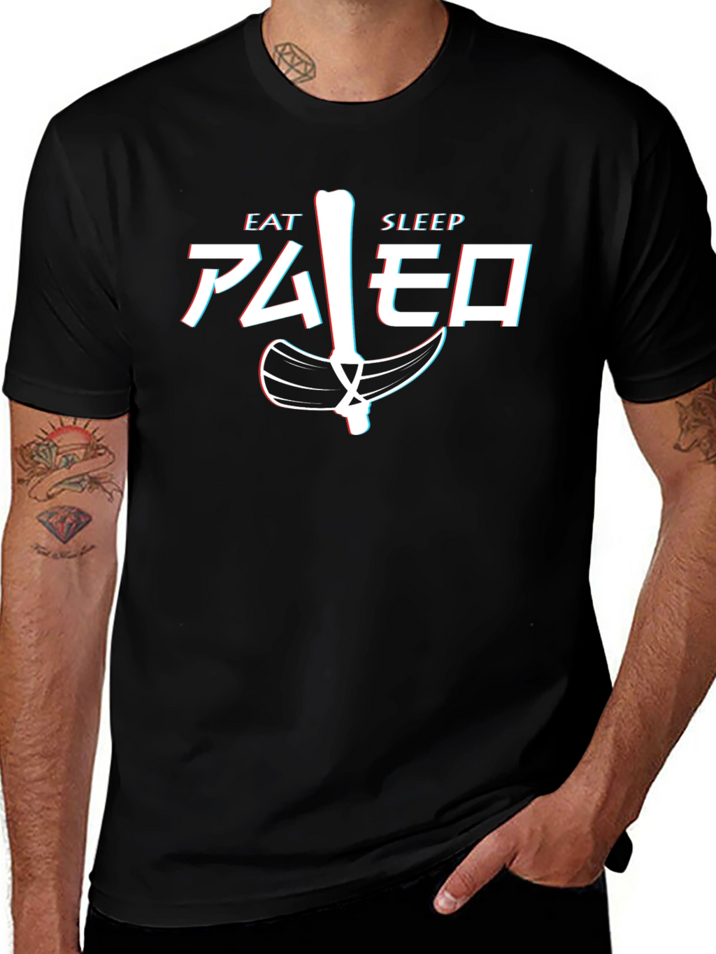 Camiseta Hombre Eat Sleep Paleo Divertida