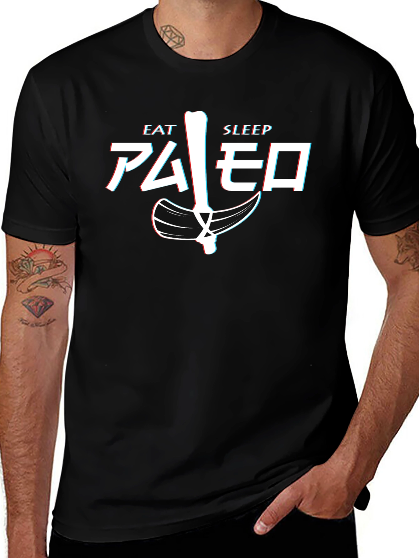 Camiseta Hombre Eat Sleep Paleo Divertida