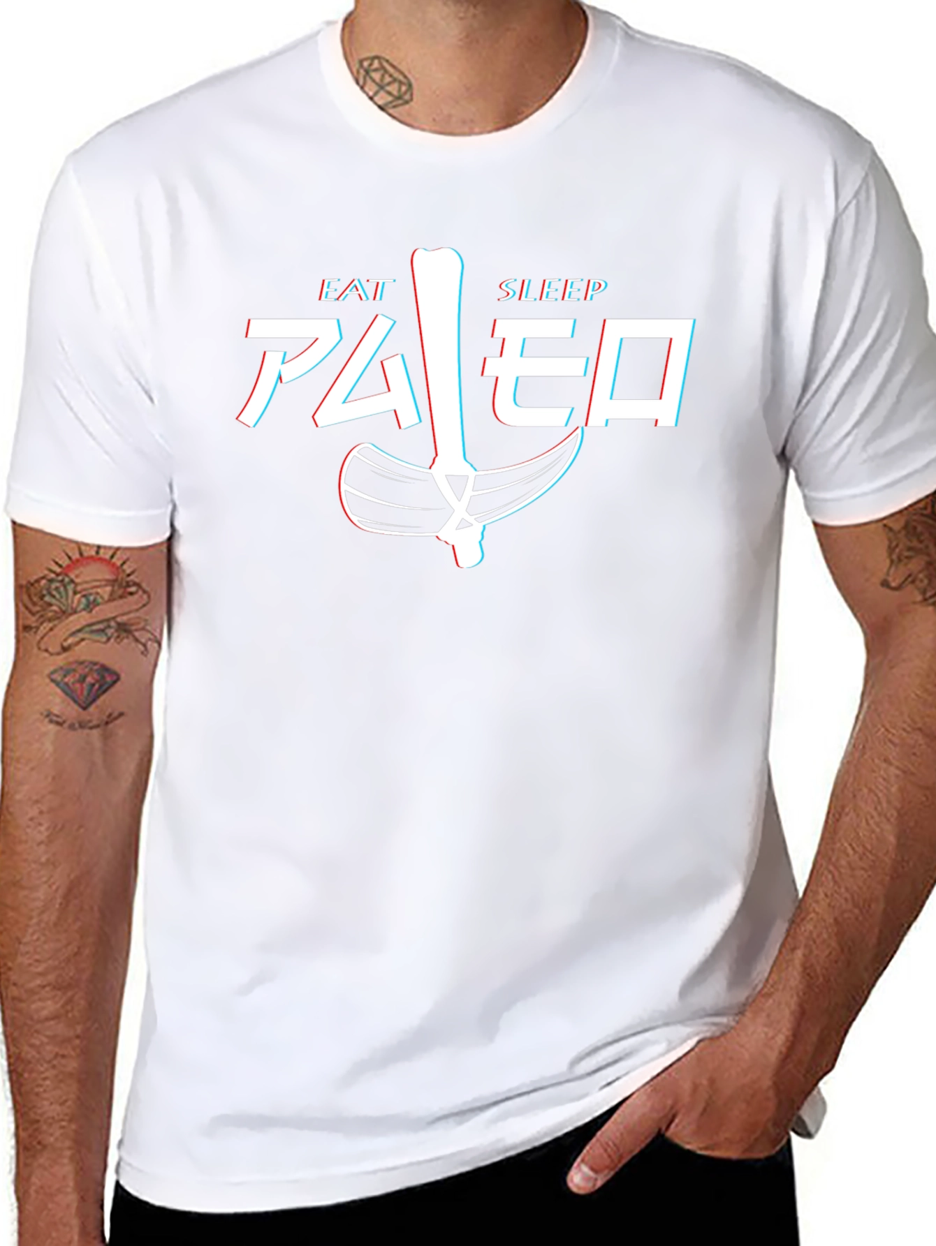 Camiseta Hombre Eat Sleep Paleo Divertida