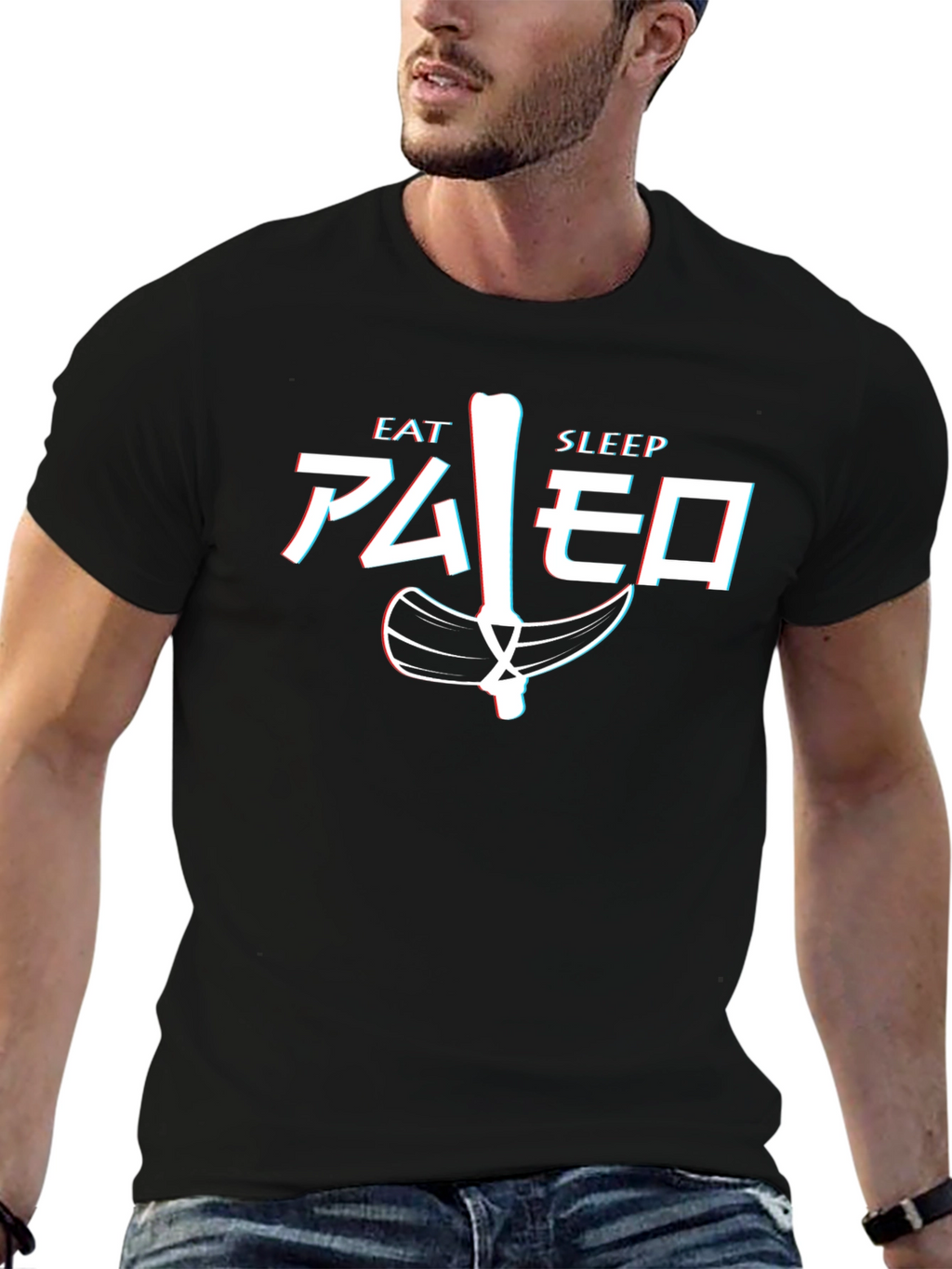 Camiseta Hombre Eat Sleep Paleo Divertida