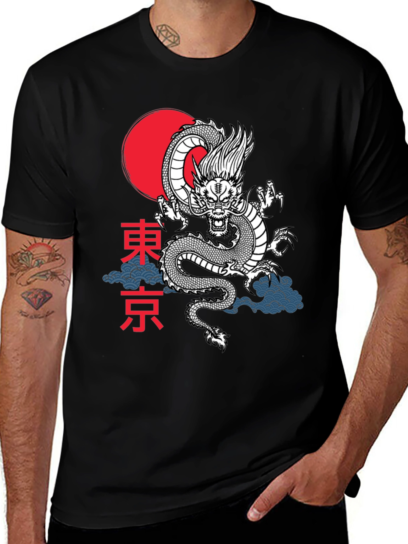 Camiseta Dragón Japonés Tokio Estilo Urbano