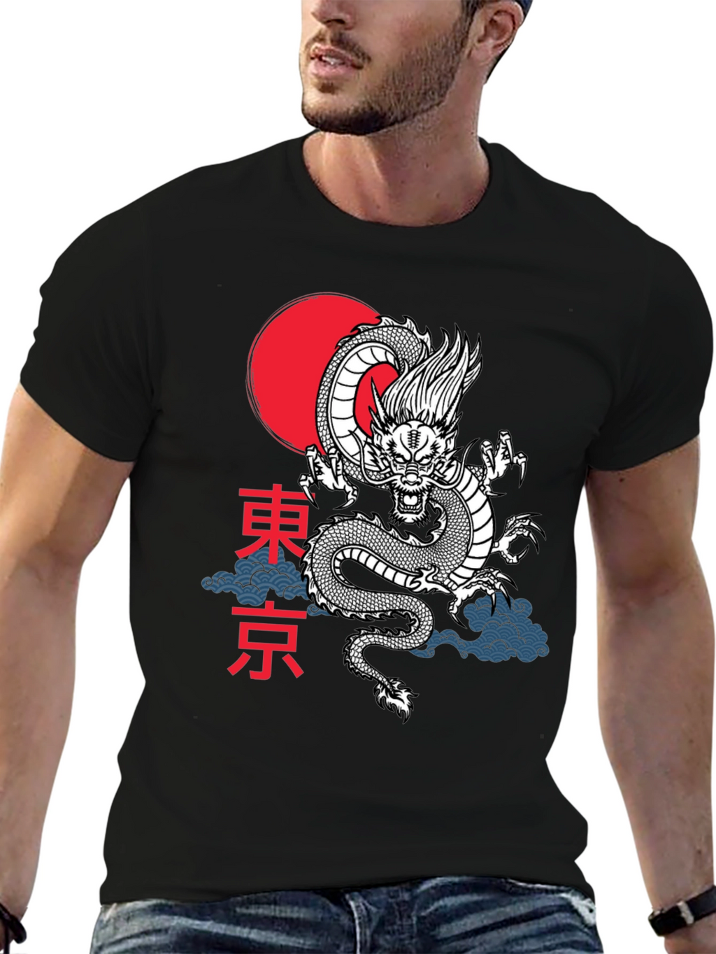 Camiseta Dragón Japonés Tokio Estilo Urbano