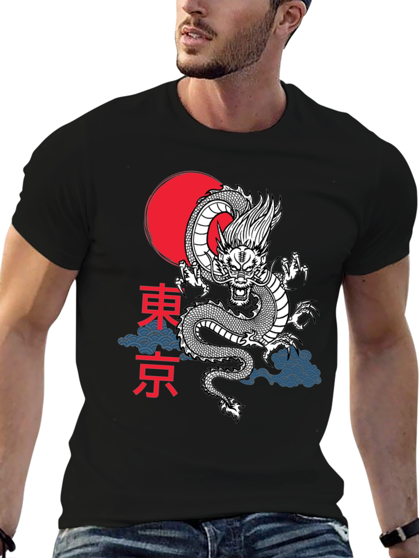 Camiseta Dragón Japonés Tokio Estilo Urbano