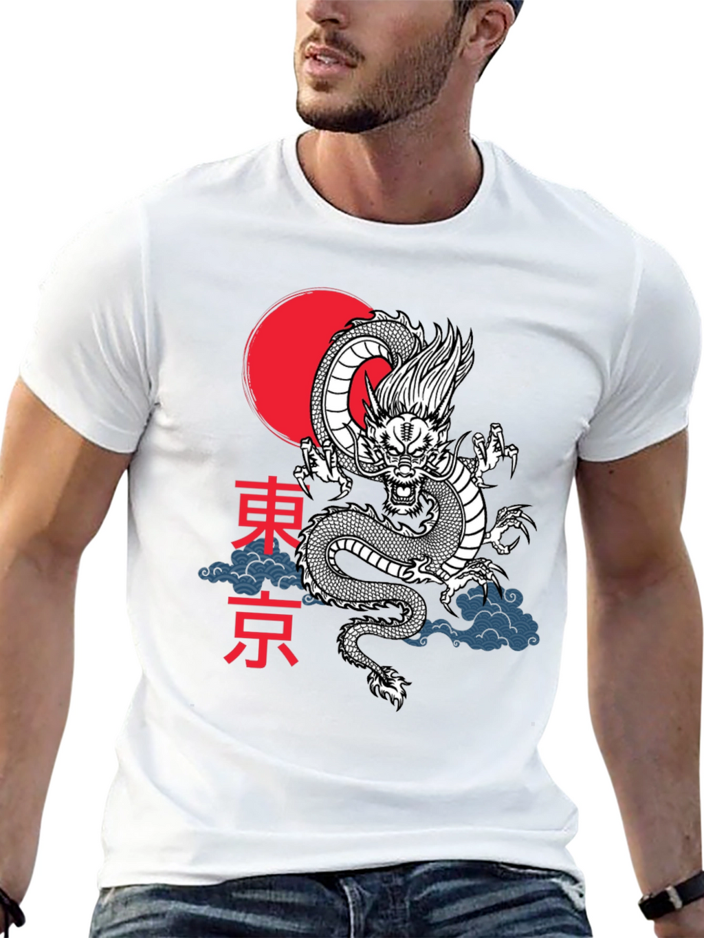 Camiseta Dragón Japonés Tokio Estilo Urbano
