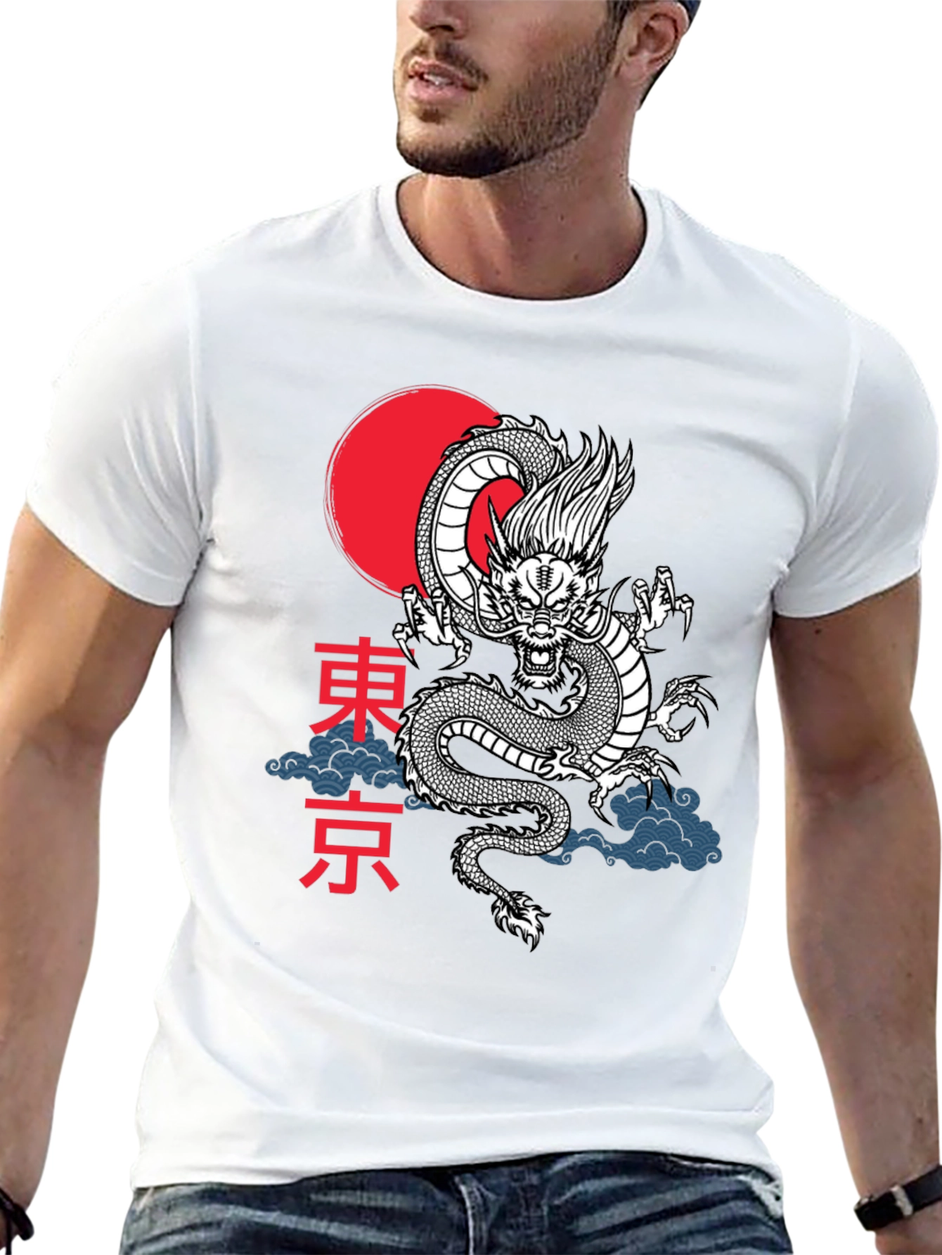 Camiseta Dragón Japonés Tokio Estilo Urbano