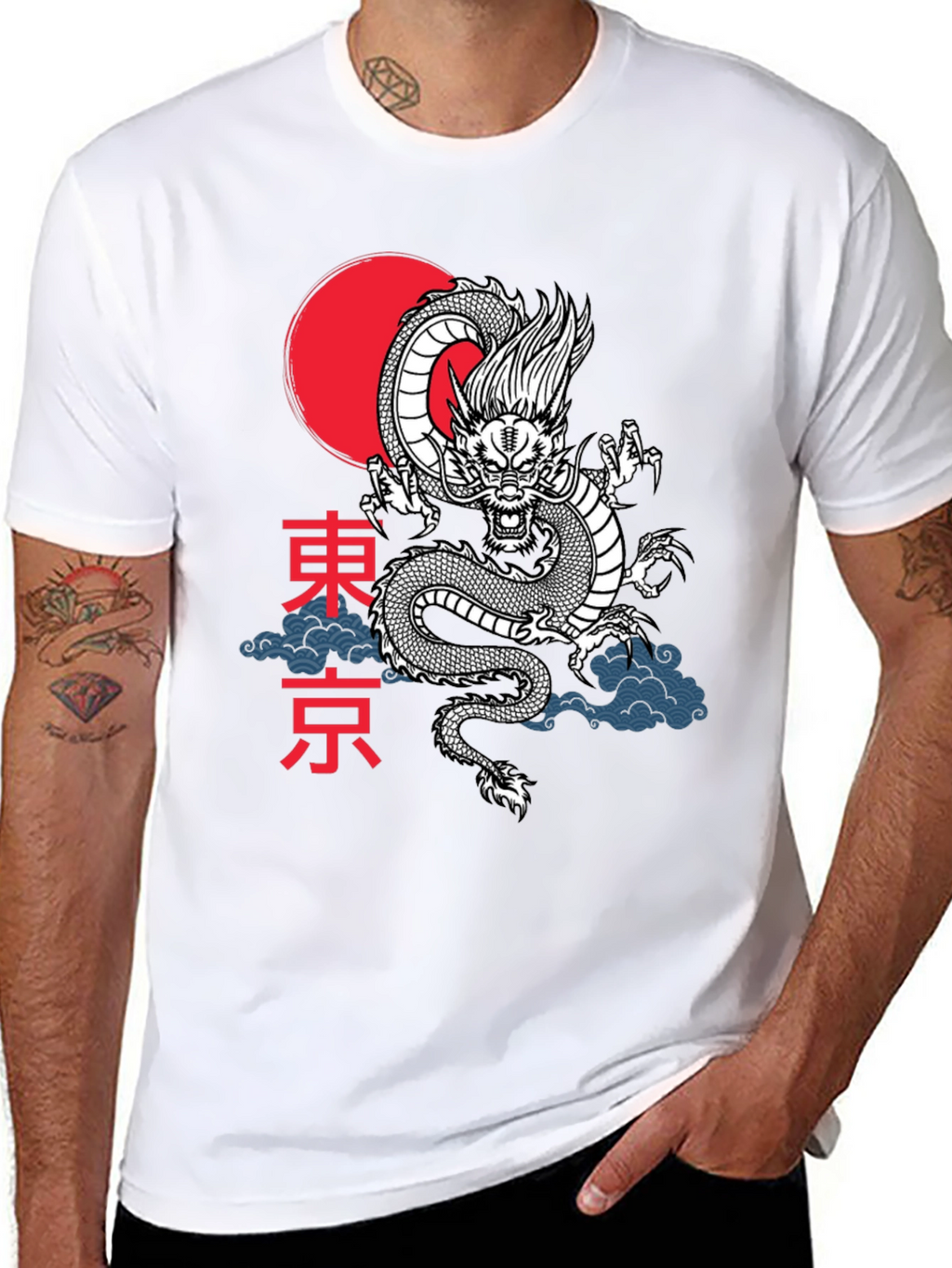 Camiseta Dragón Japonés Tokio Estilo Urbano