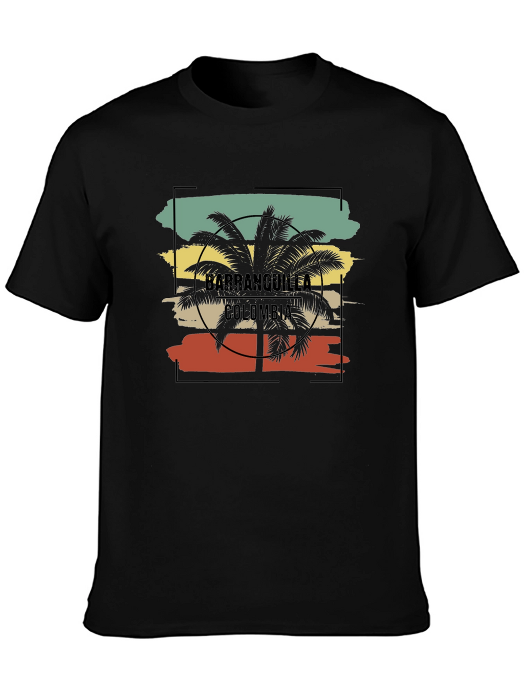 Camiseta Hombre Barranquilla Colombia Diseño Palma Retro