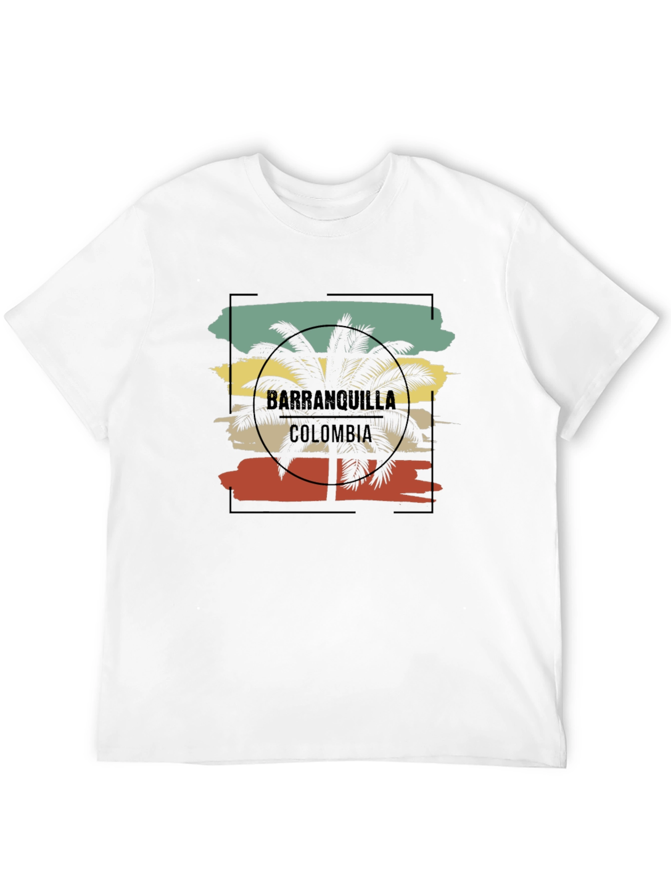 Camiseta Hombre Barranquilla Colombia Diseño Palma Retro