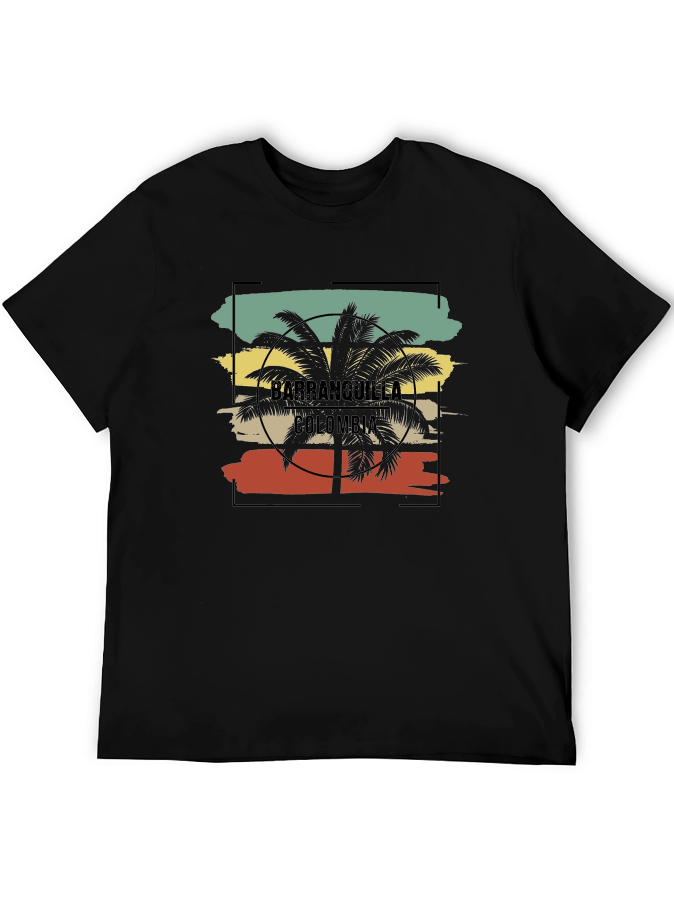 Camiseta Hombre Barranquilla Colombia Diseño Palma Retro