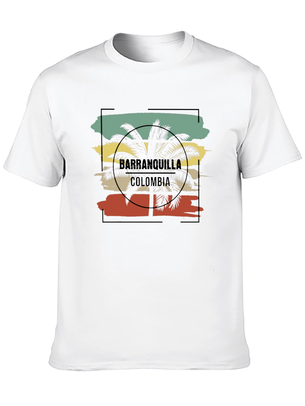 Camiseta Hombre Barranquilla Colombia Diseño Palma Retro