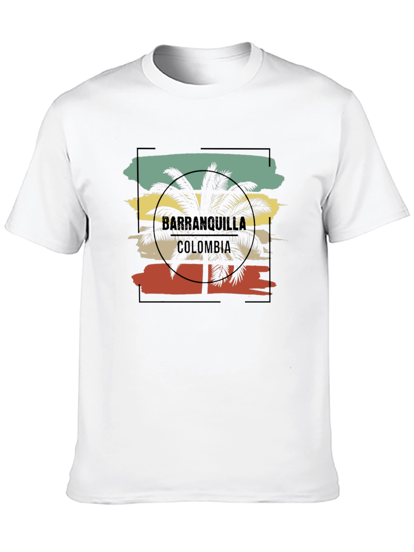 Camiseta Hombre Barranquilla Colombia Diseño Palma Retro