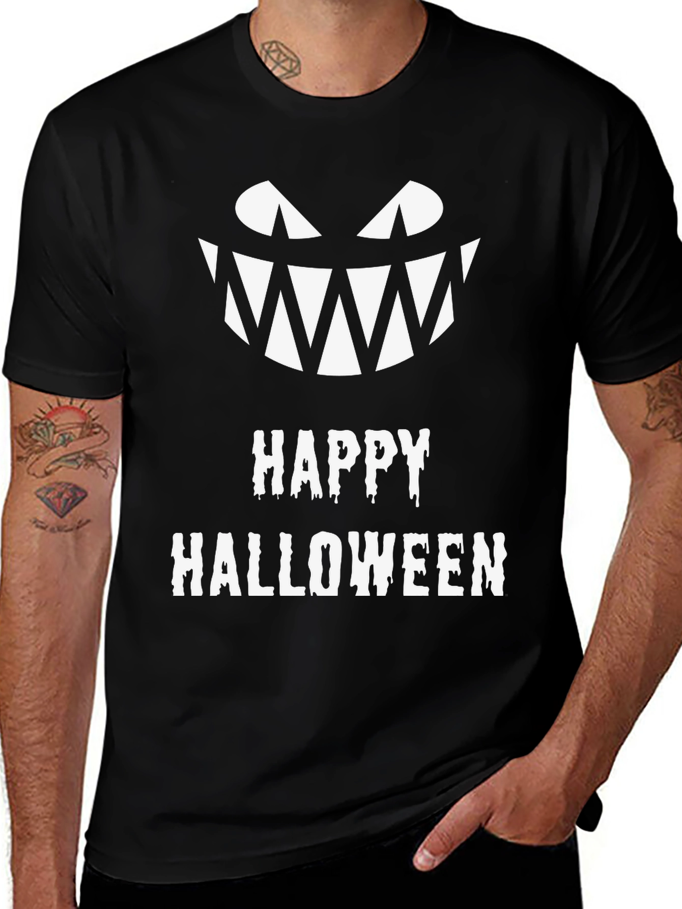 Camiseta Halloween Negra con Diseño de Terror