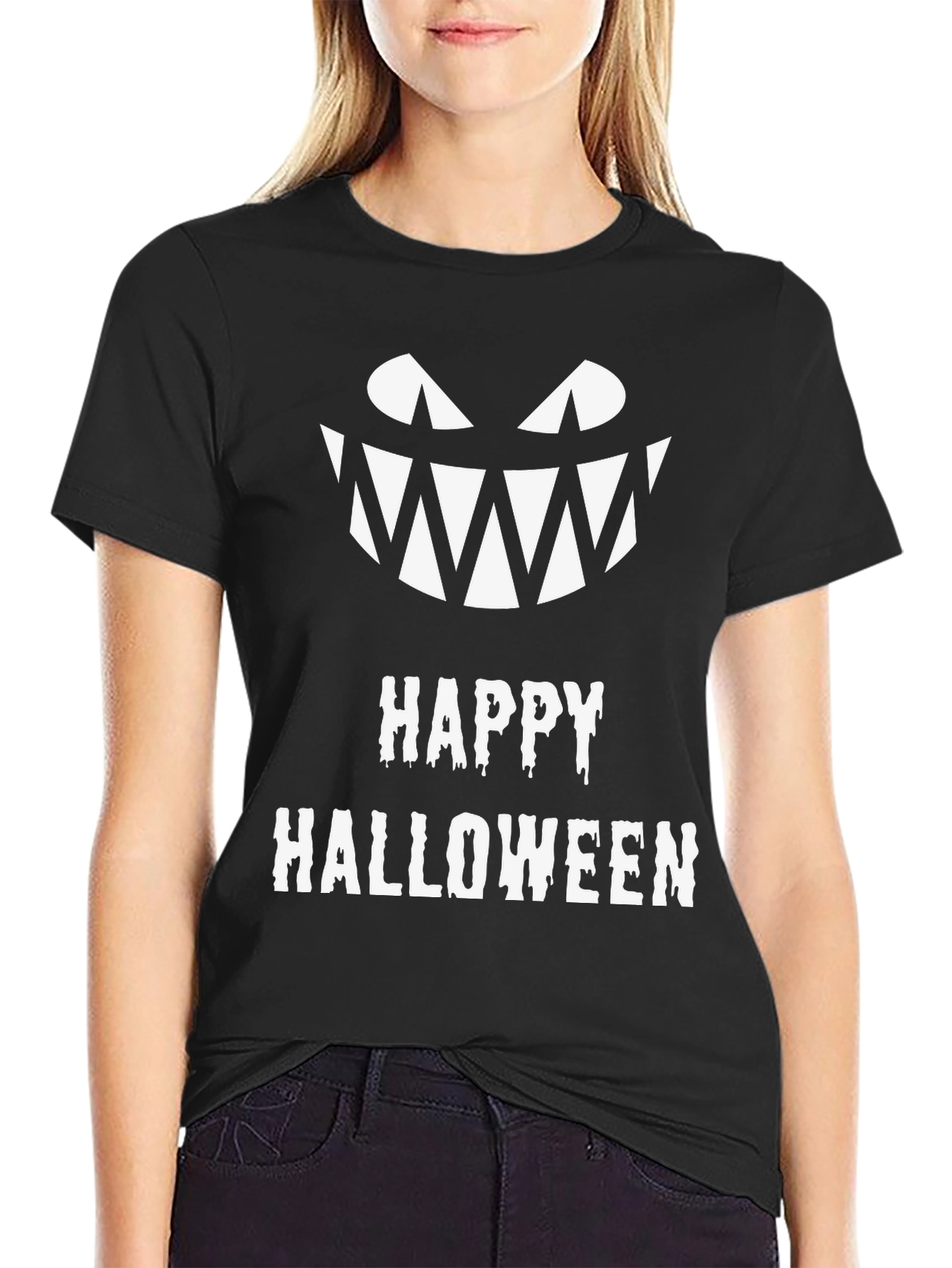 Camiseta Halloween Negra con Diseño de Terror