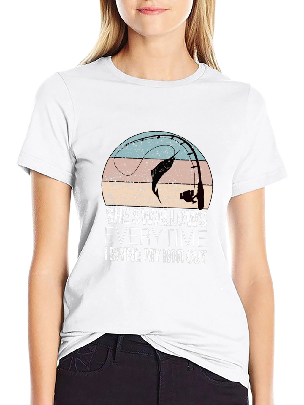 Camiseta gráfica de pesca con diseño divertido