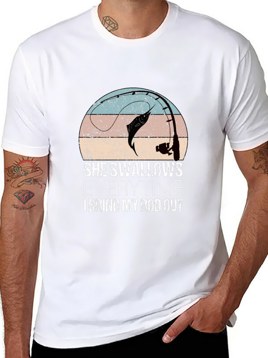 Camiseta gráfica de pesca con diseño divertido
