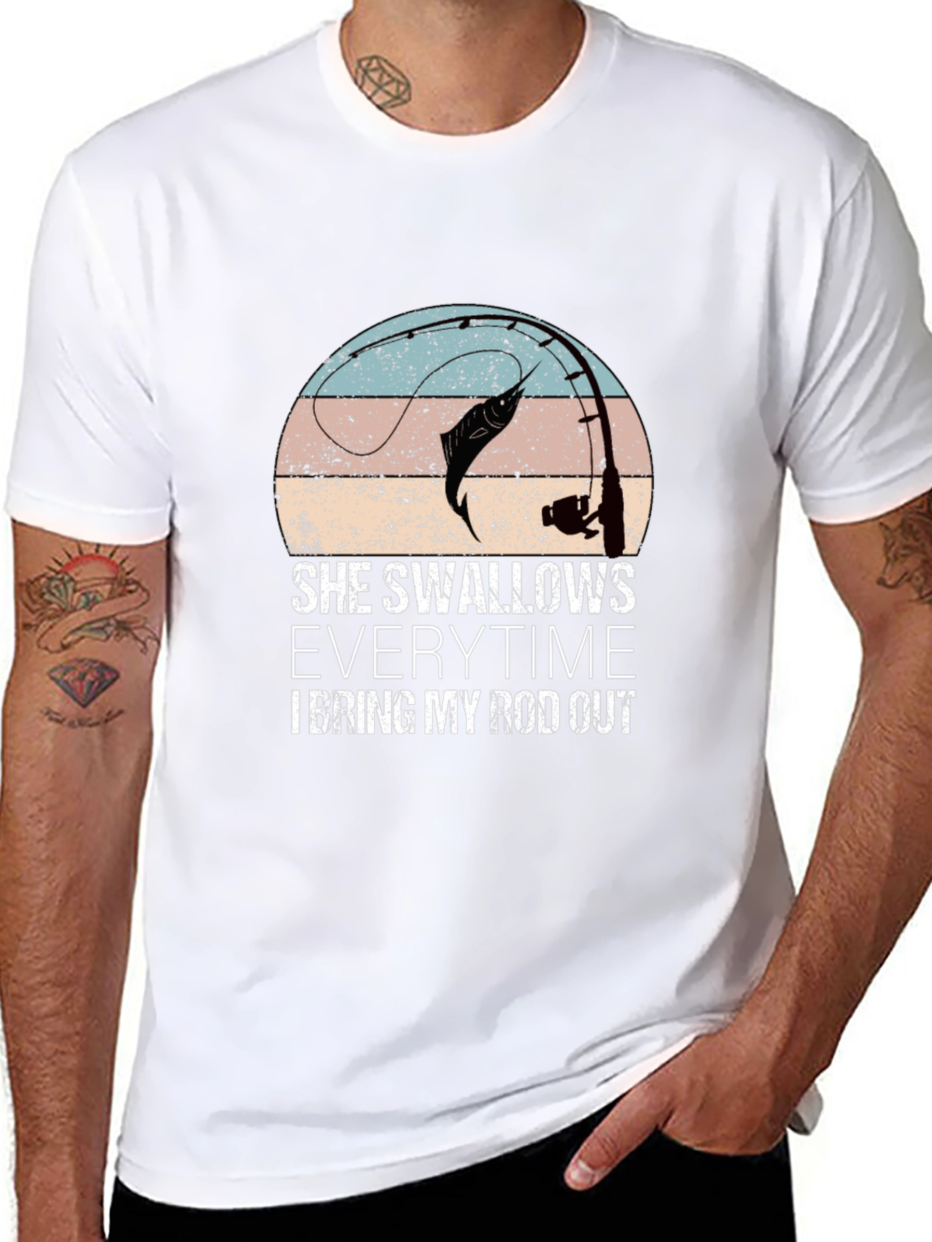 Camiseta gráfica de pesca con diseño divertido