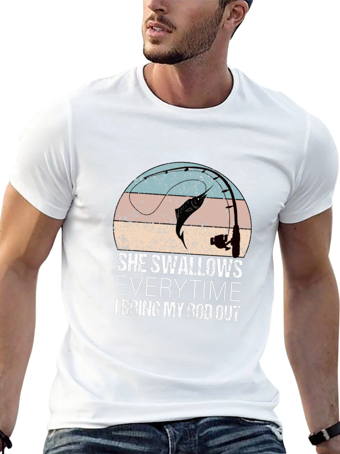 Camiseta gráfica de pesca con diseño divertido