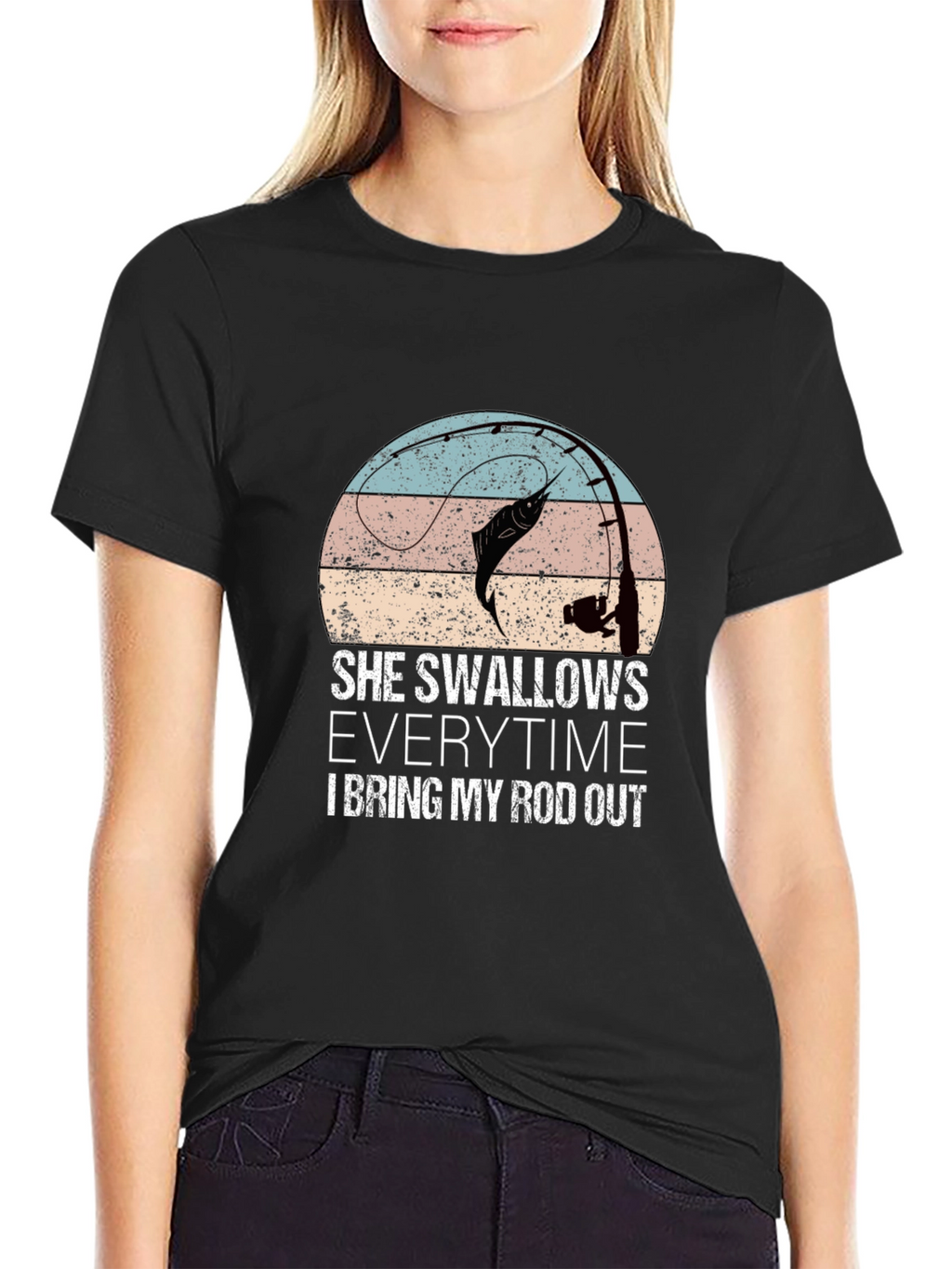 Camiseta gráfica de pesca con diseño divertido