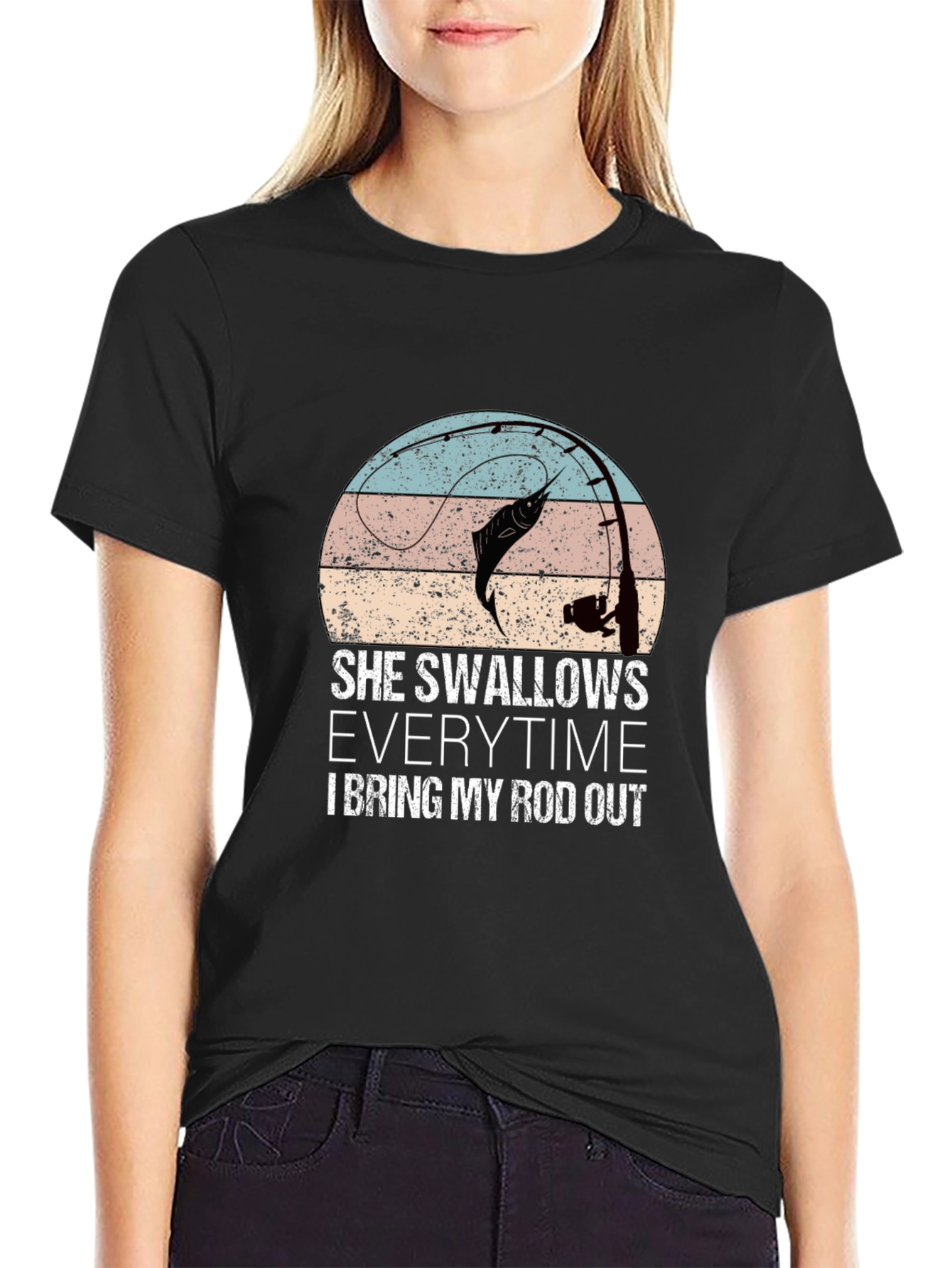 Camiseta gráfica de pesca con diseño divertido