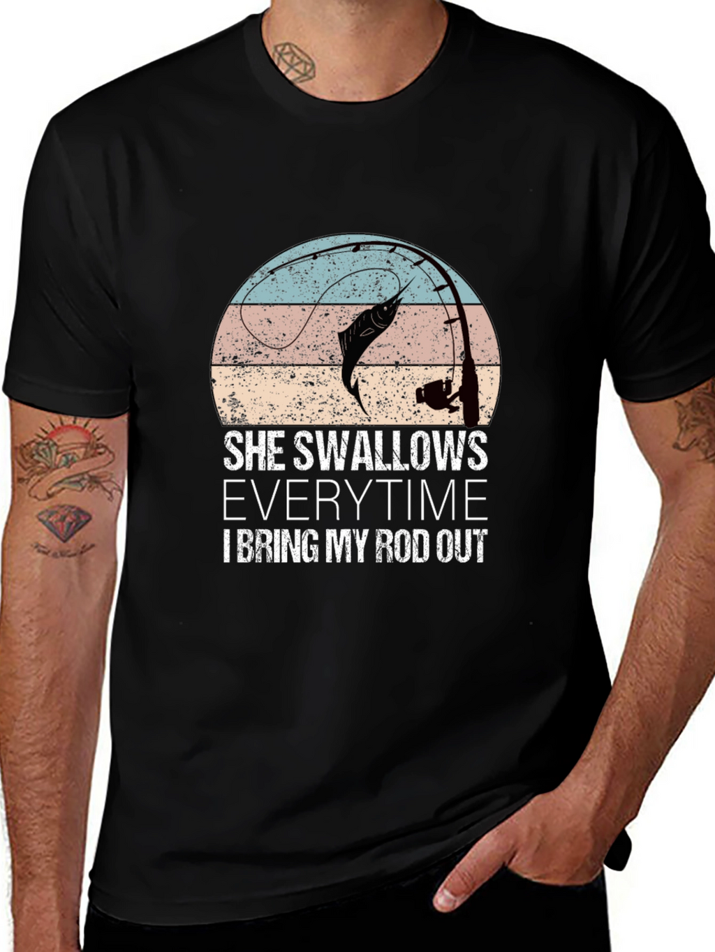 Camiseta gráfica de pesca con diseño divertido