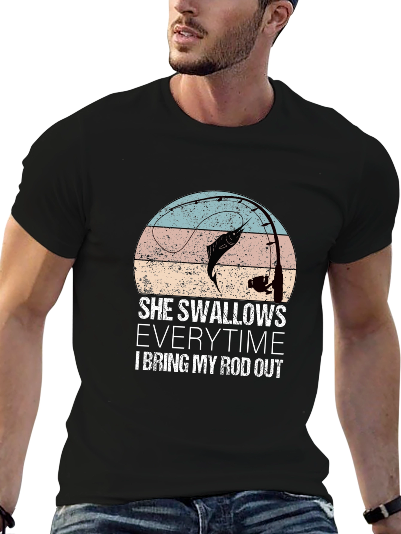 Camiseta gráfica de pesca con diseño divertido