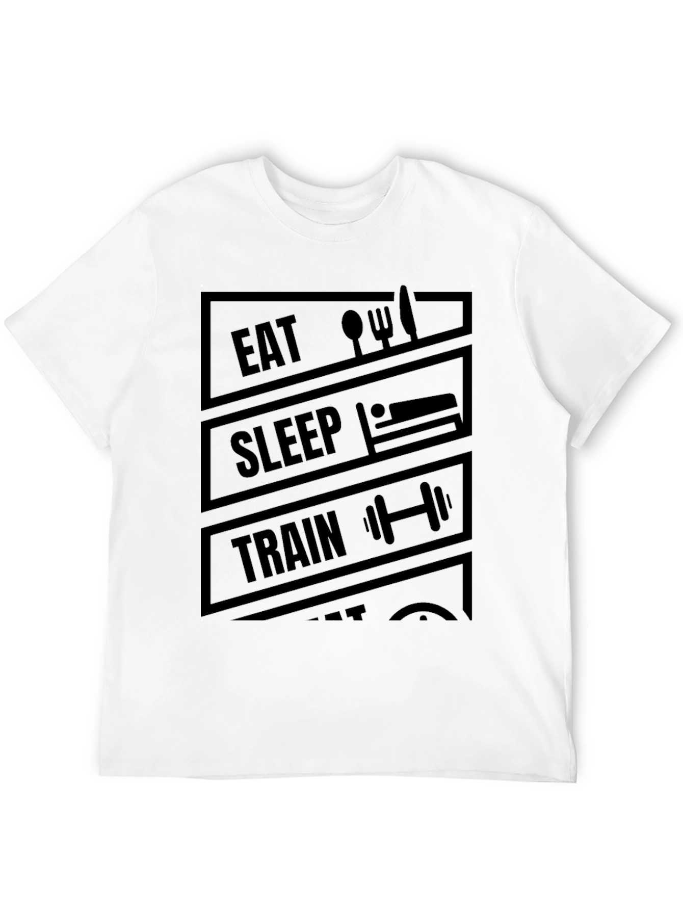 Camiseta Hombre Negra Diseño Gym: Come Duerme Entrena Repite
