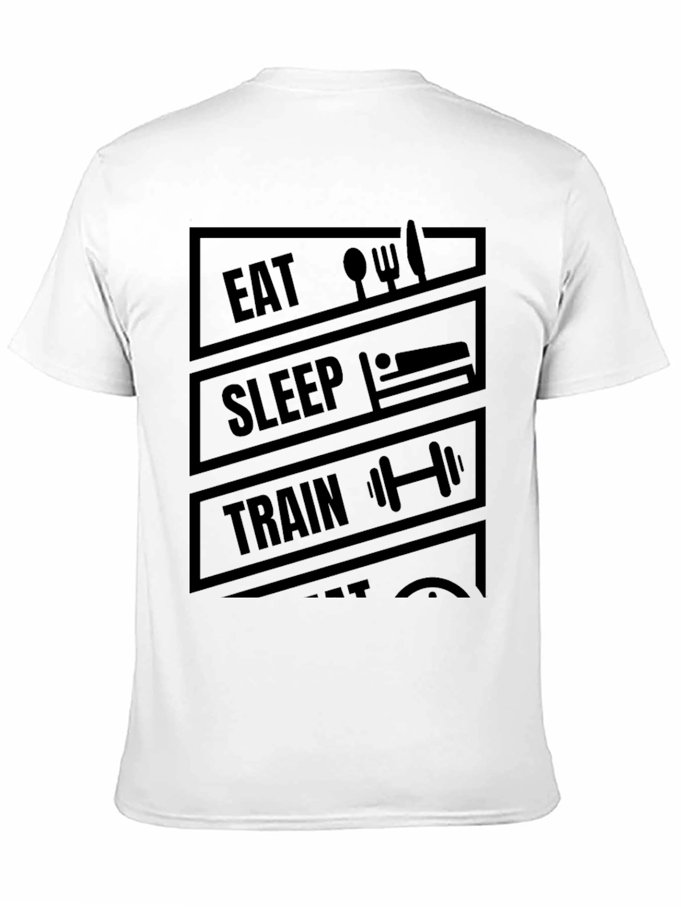 Camiseta Hombre Negra Diseño Gym: Come Duerme Entrena Repite