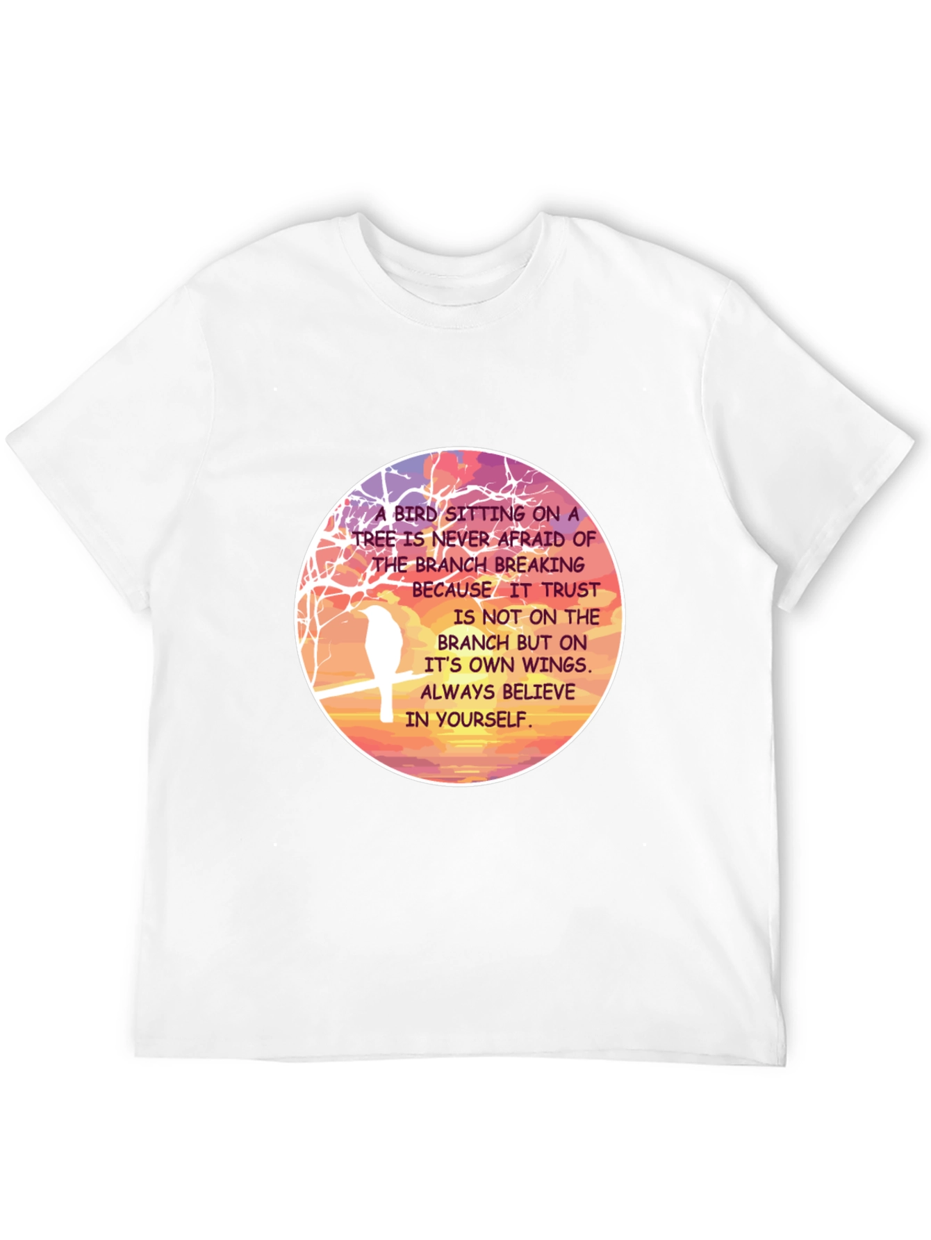 Camiseta Hombre Negra con Diseño Motivacional de Aves