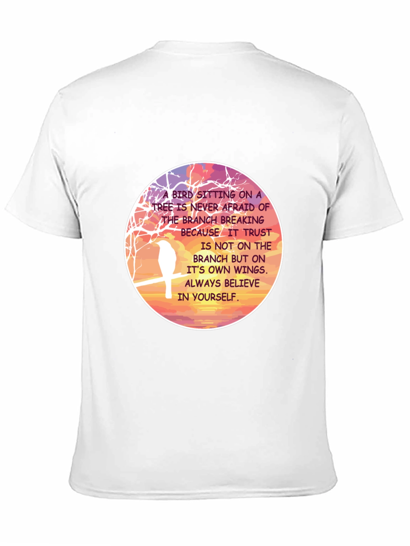 Camiseta Hombre Negra con Diseño Motivacional de Aves