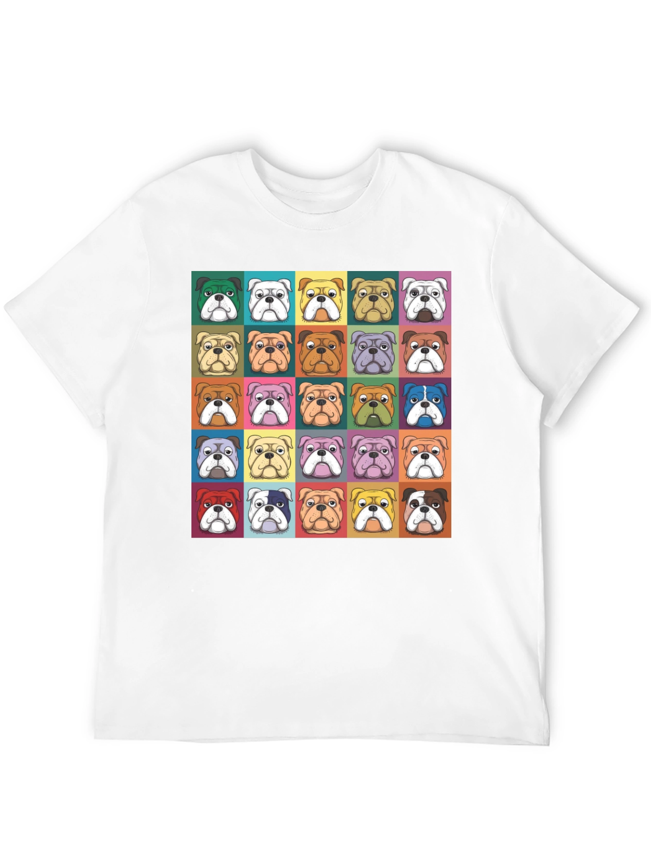 Camiseta Bulldog Pop Art Hombre - Diseño Divertido