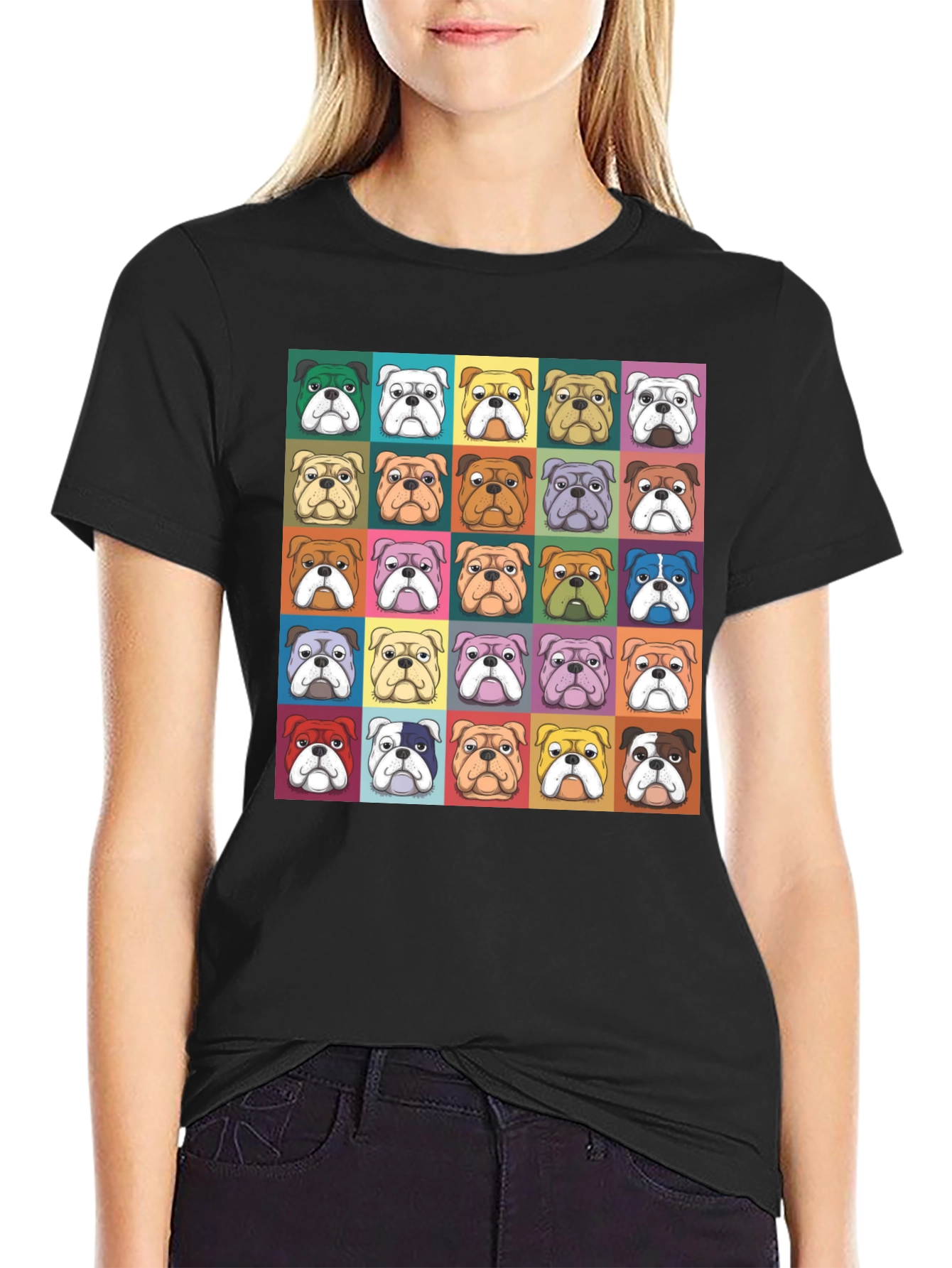 Camiseta Bulldog Pop Art Hombre - Diseño Divertido